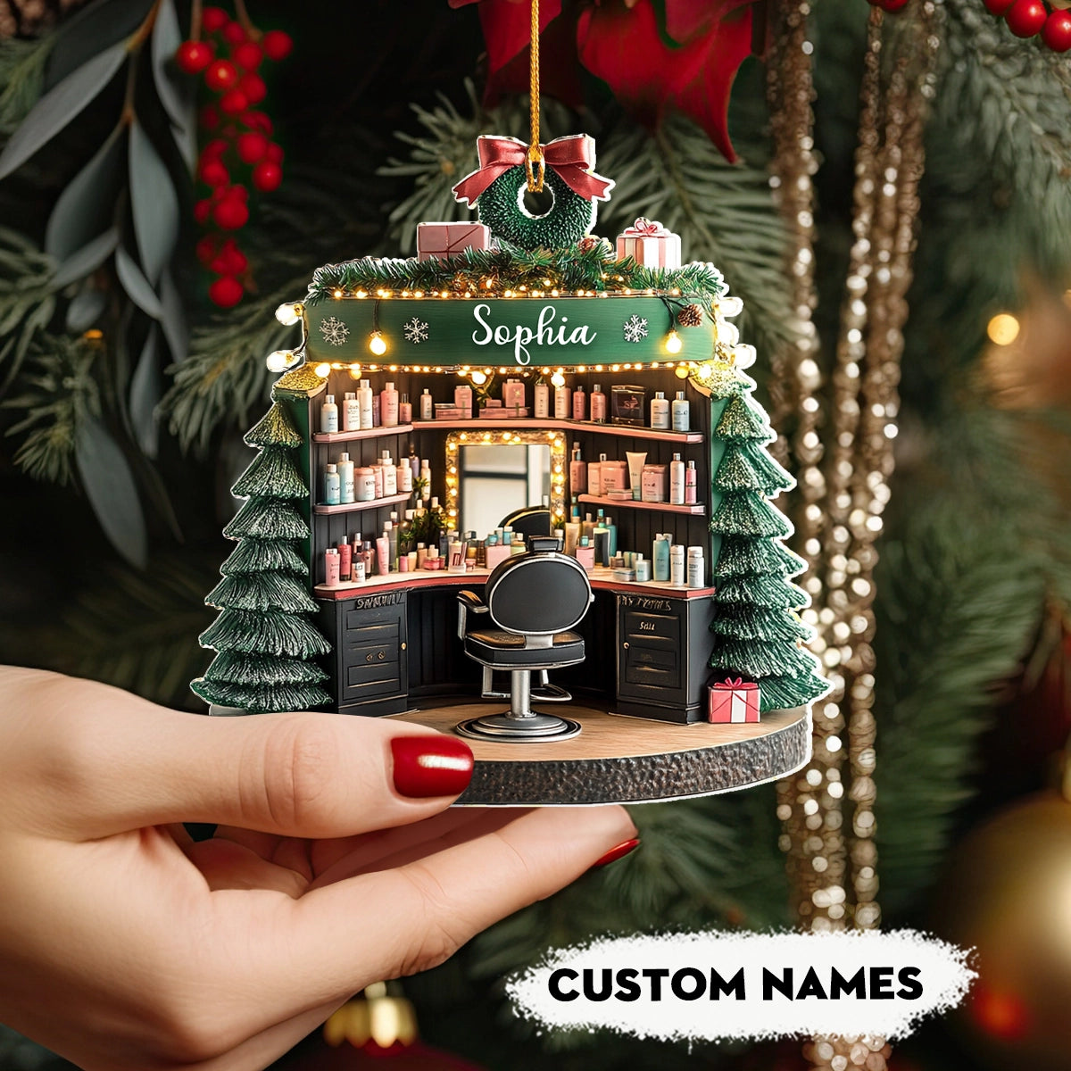 Shineful 2D Acrylic Ornament Personalized Glamour Glow Hair Salon