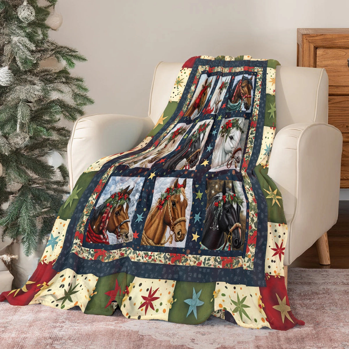 Shineful Fleece Blanket Starlit Horse Holiday