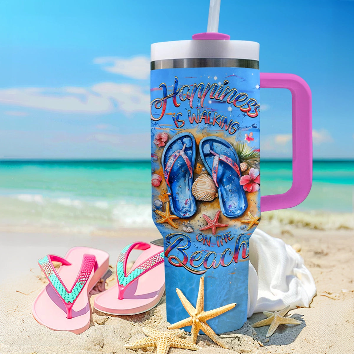Shineful Tumbler Happiness On The Beach