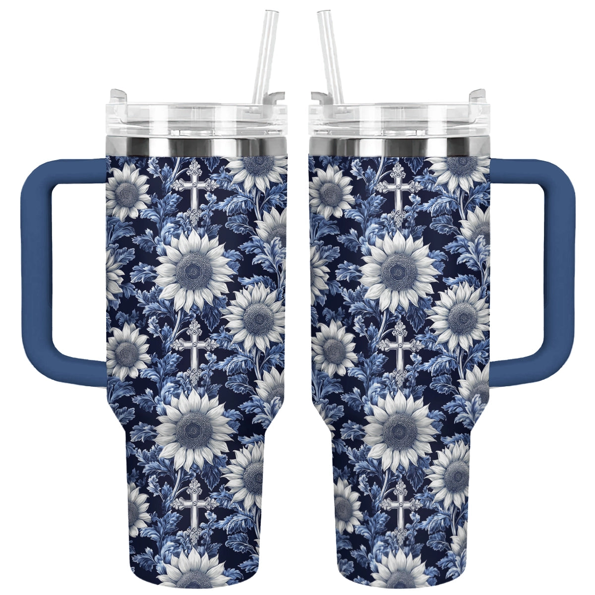 Shineful Tumbler Midnight Blue Sunflower Cross