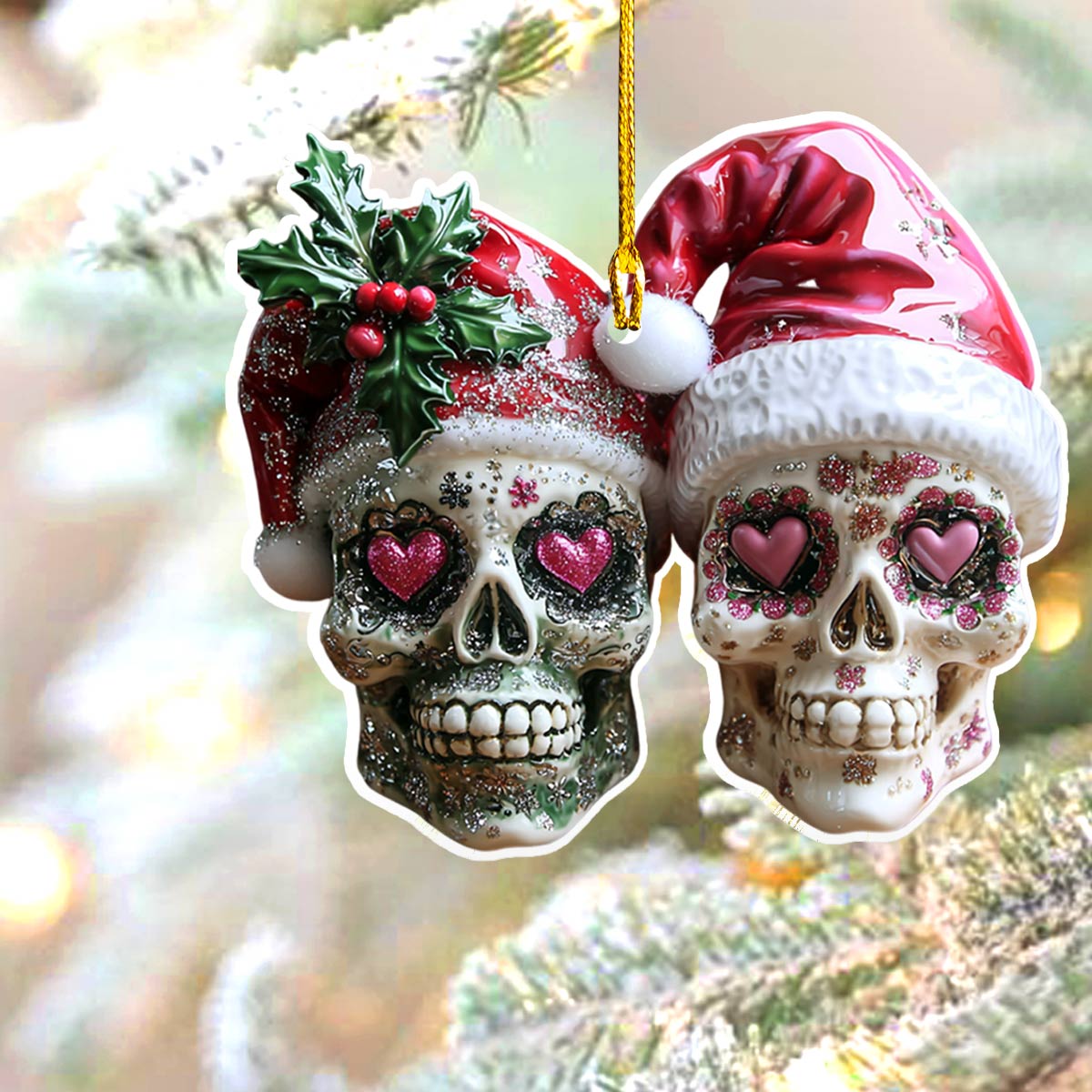 Shineful 2D Acrylic Ornament Everlasting Christmas Love Skulls