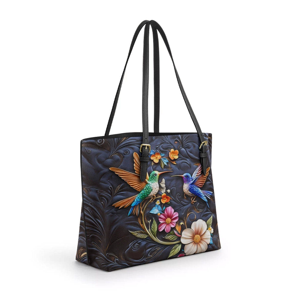 Shineful Leather Tote Bag Hummingbird Dream