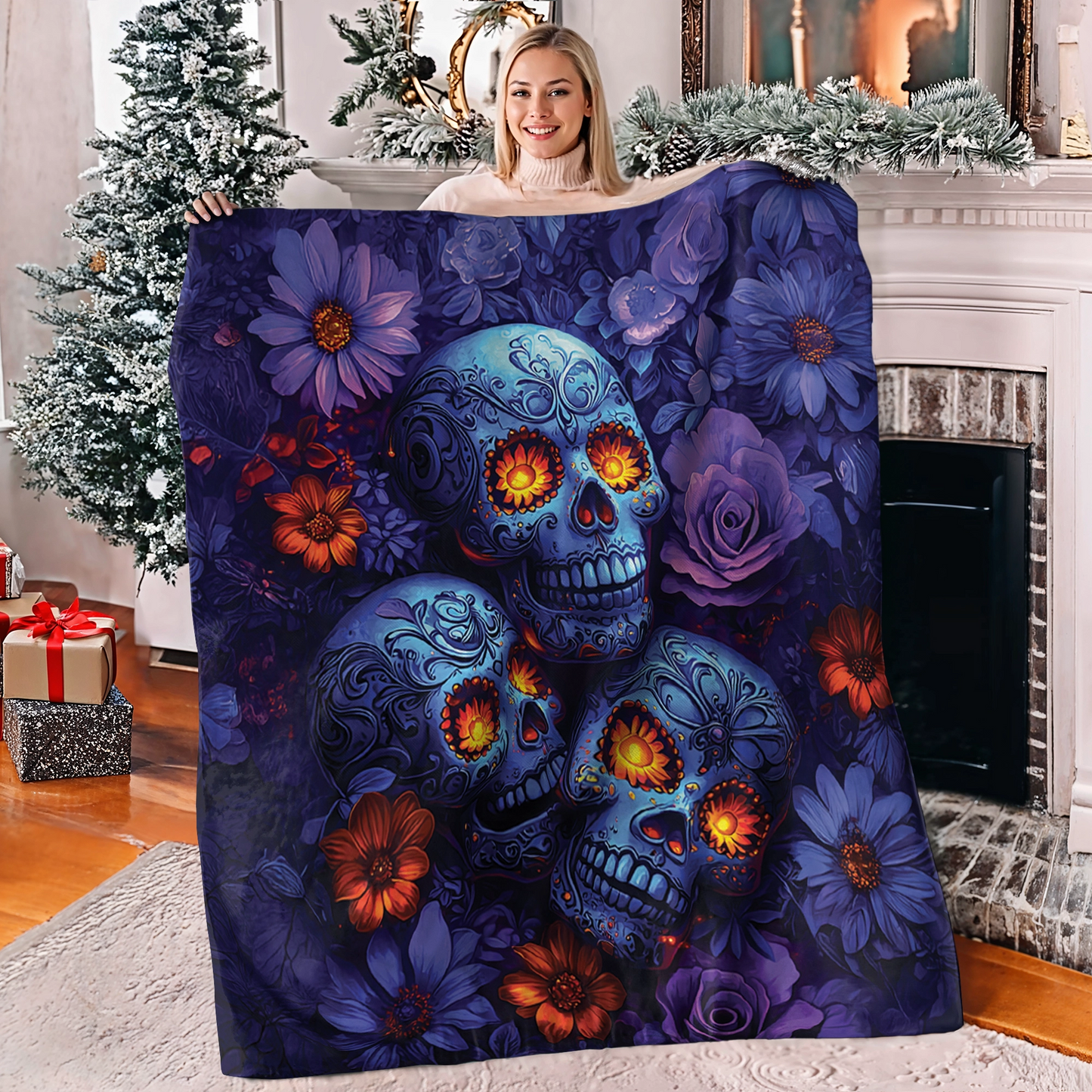 Shineful Fleece Blanket Midnight Sugar Skull