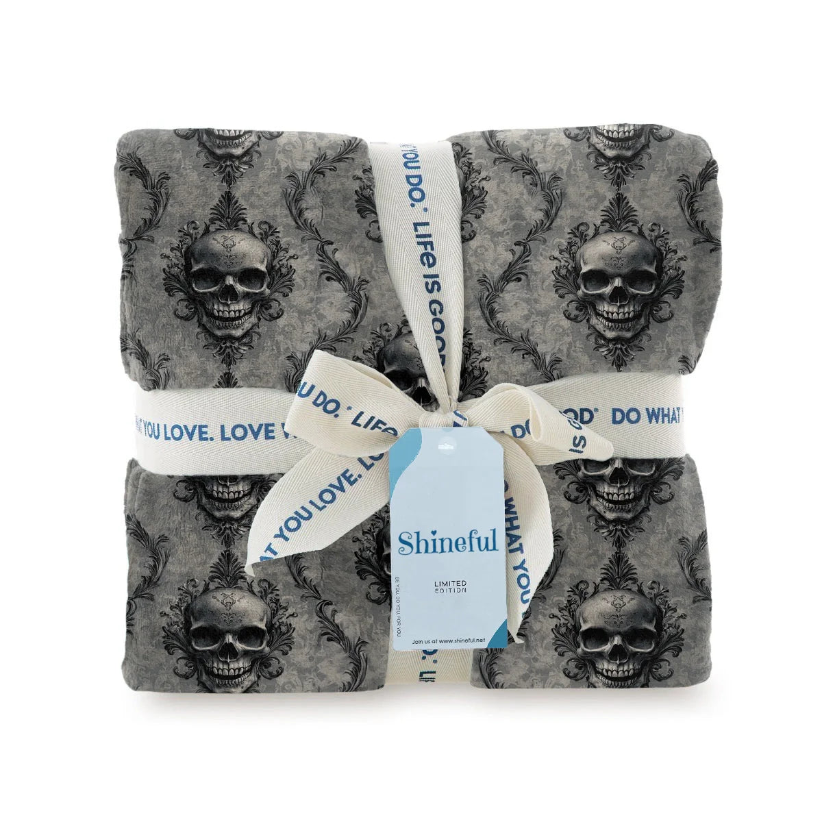Shineful Fleece Blanket Dark Skull Damask
