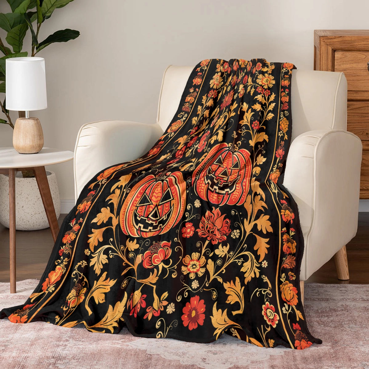Shineful Fleece Blanket Pumpkin Quilt