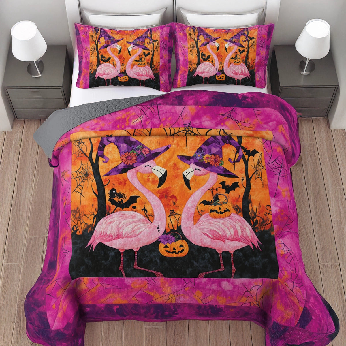 Shineful All Season Quilt 3-Piece Set Flamingo’s Bewitched Dream