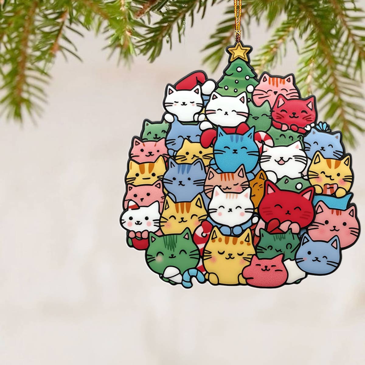 Shineful 2D Acrylic Ornament Cuteness Overload Cats Christmas