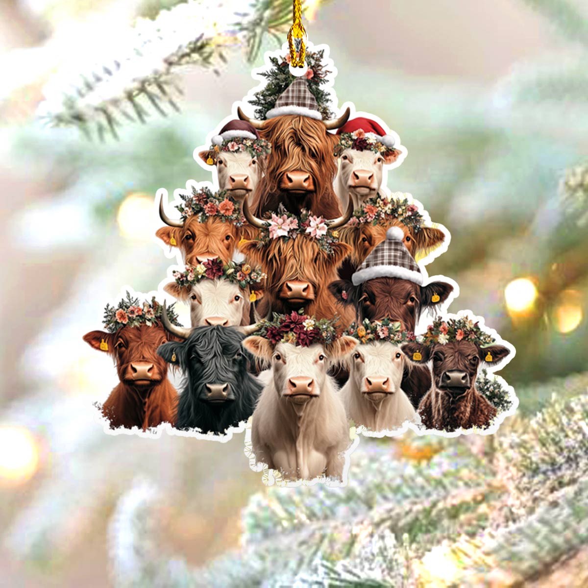 Shineful 2D Acrylic Ornament Merry Christmas Cows