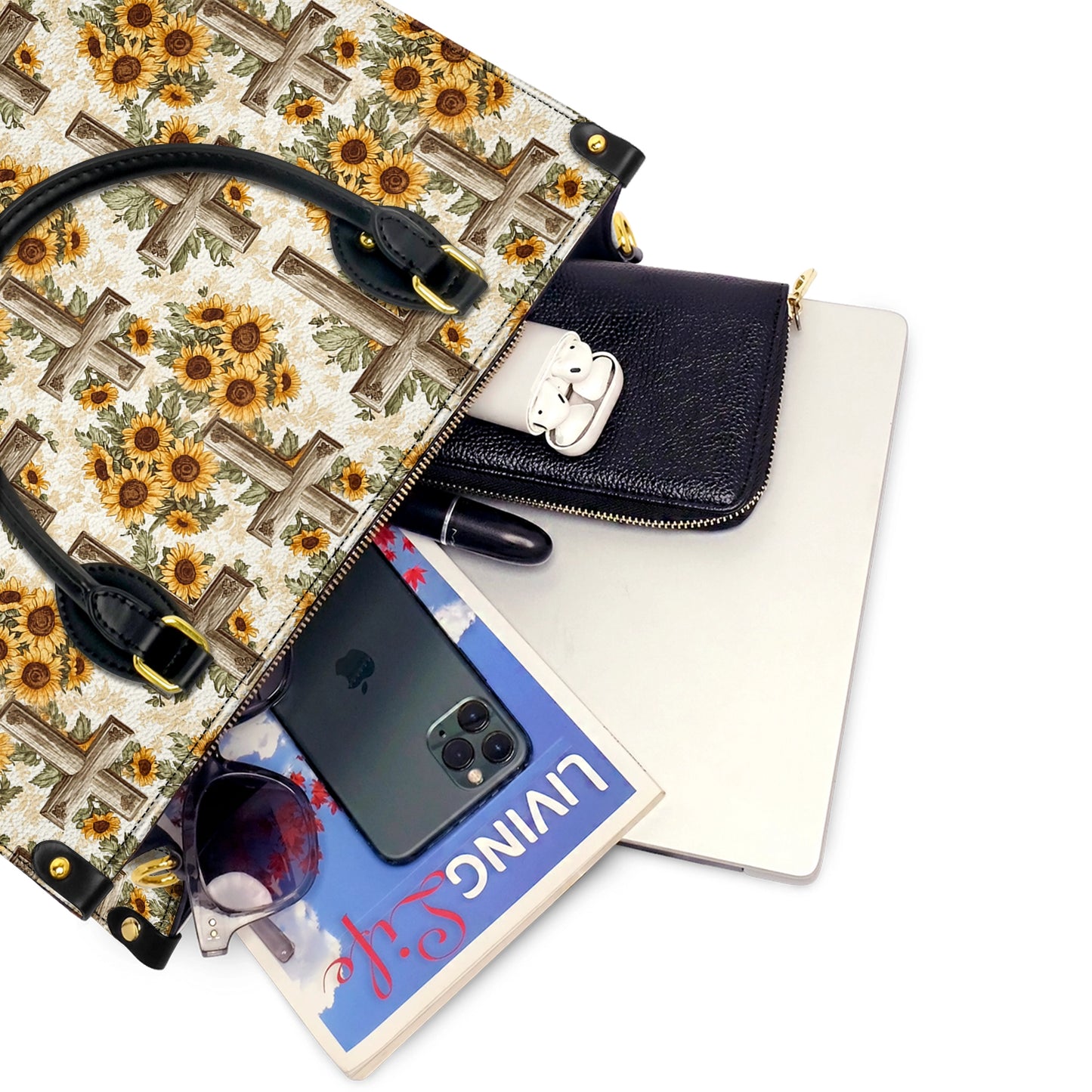 Shineful Leather Bag Rustic Sunflower Cross
