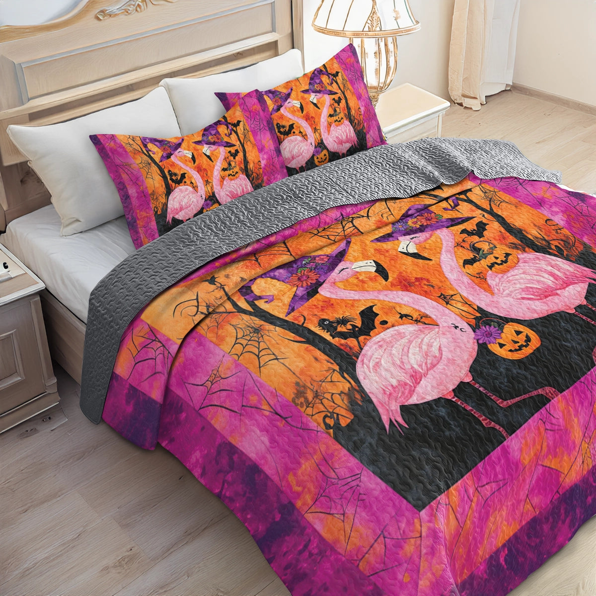 Shineful All Season Quilt 3-Piece Set Flamingo’s Bewitched Dream