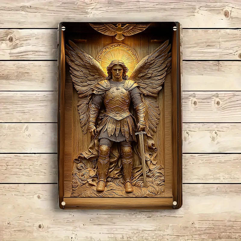 Shineful 2D Metal Sign Archangel Michael Warrior