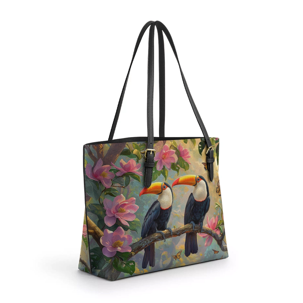 Shineful Leather Tote Bag - Tropical Toucan