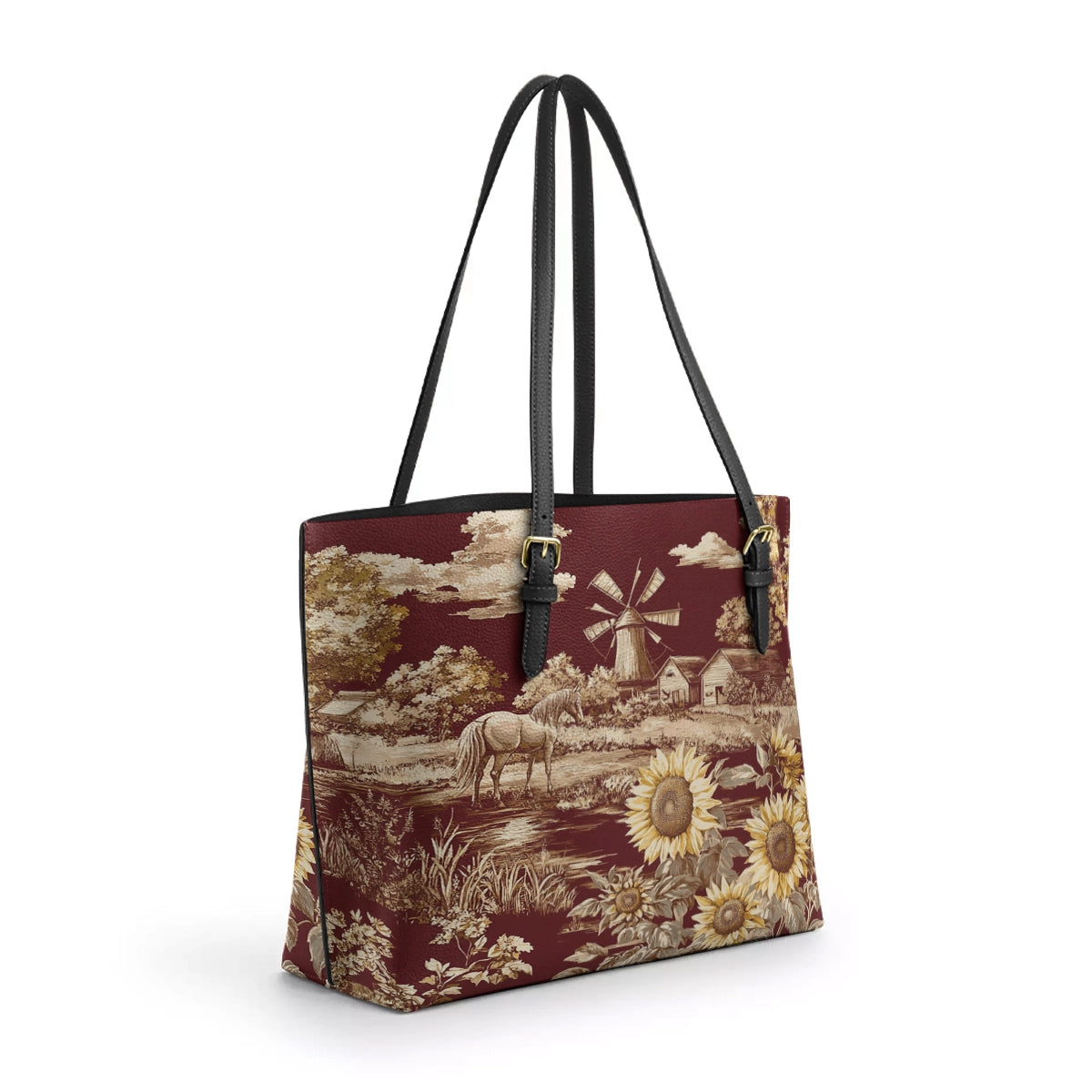 Shineful Leather Tote Bag Texas Sunflower - Heart of the Lone Star Fields