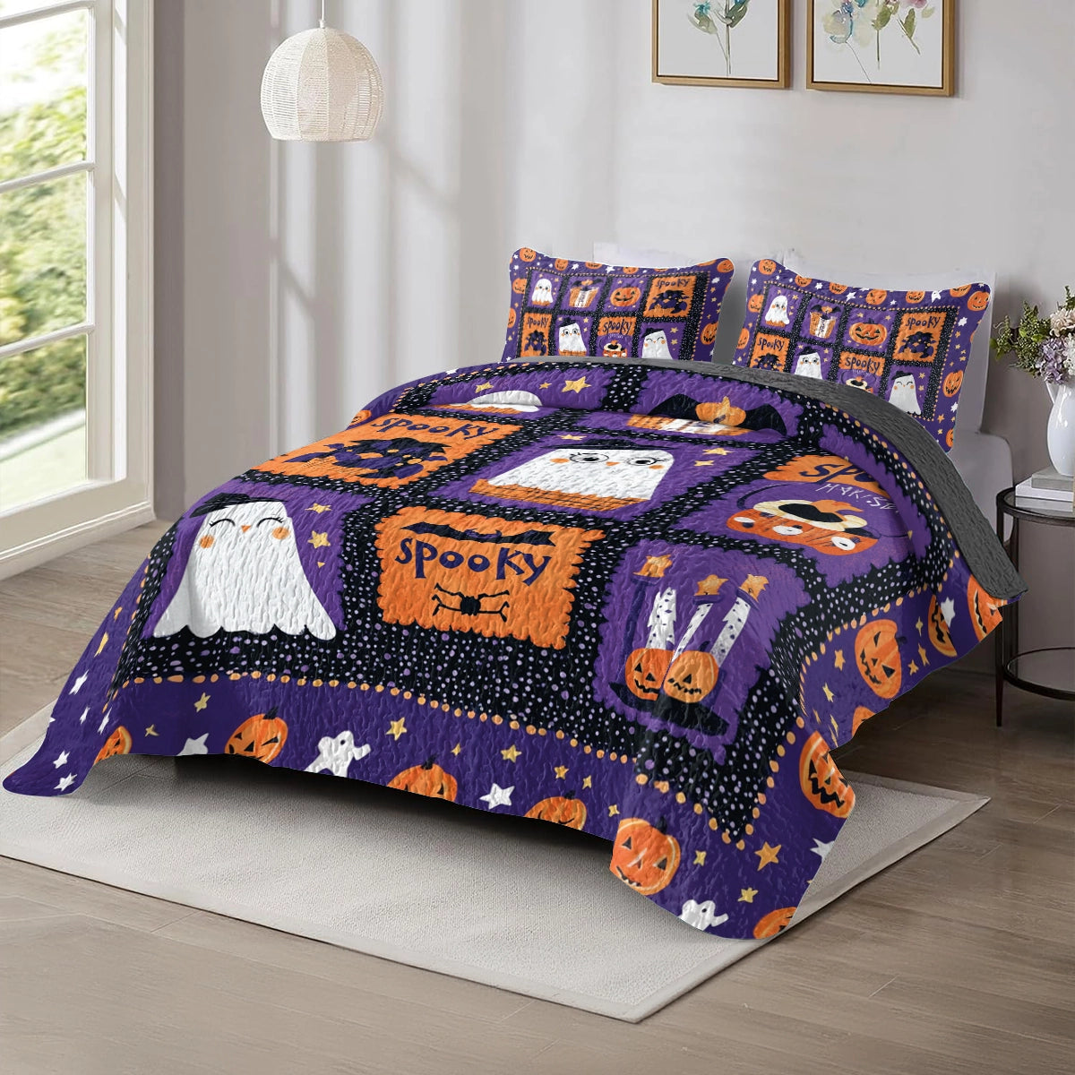 Shineful All Season Quilt 3-Piece Set Halloween Spooky Snuggles
