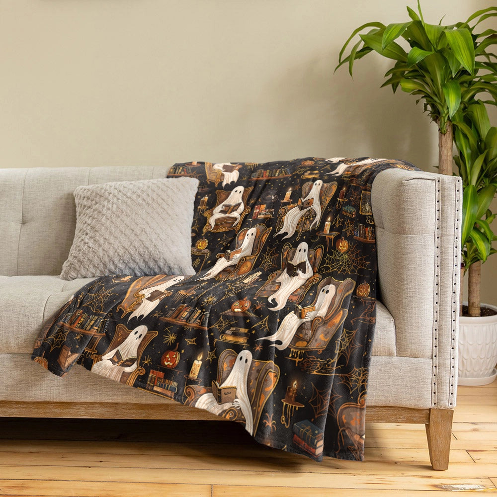 Shineful Fleece Blanket Halloween Ghostly Book Club