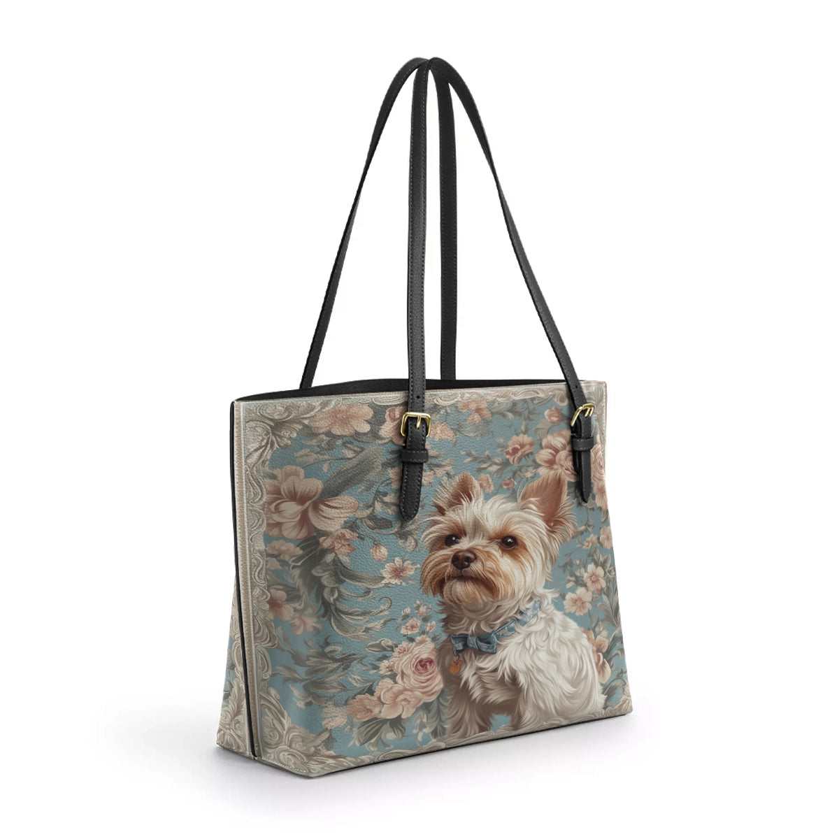 Shineful Leather Tote Bag Royal Yorkie Elegance