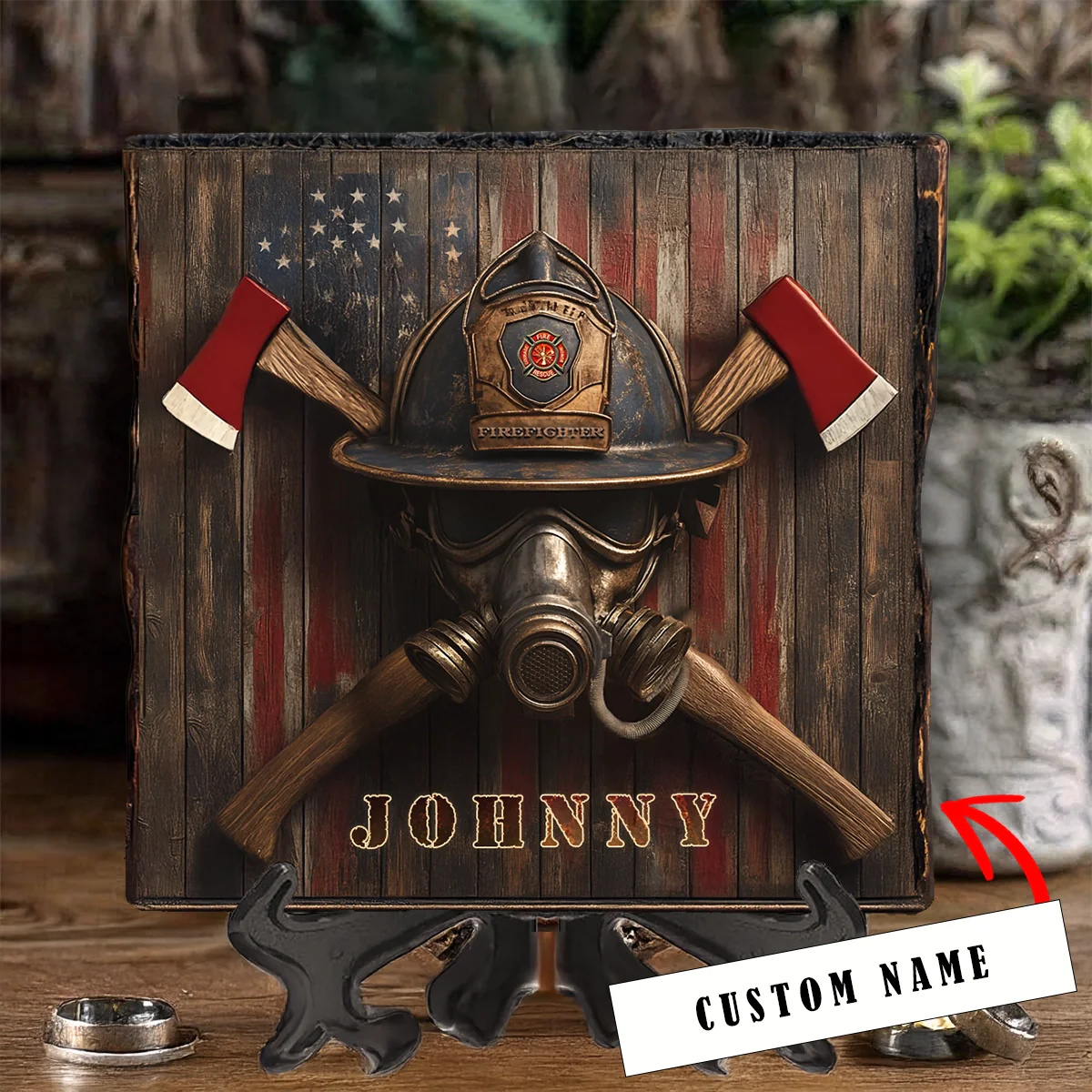 Shineful 2D Wooden Plaque, Hanging Decor, Door Sign - Personalized Firefighter's Honor Emblem
