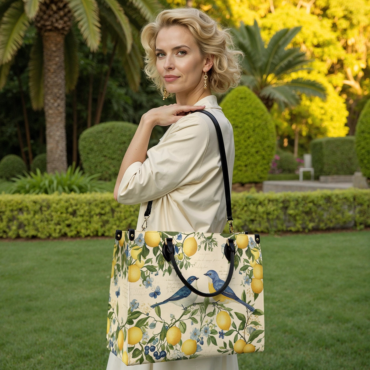 Shineful Leather Bag Bluebirds in Bloom