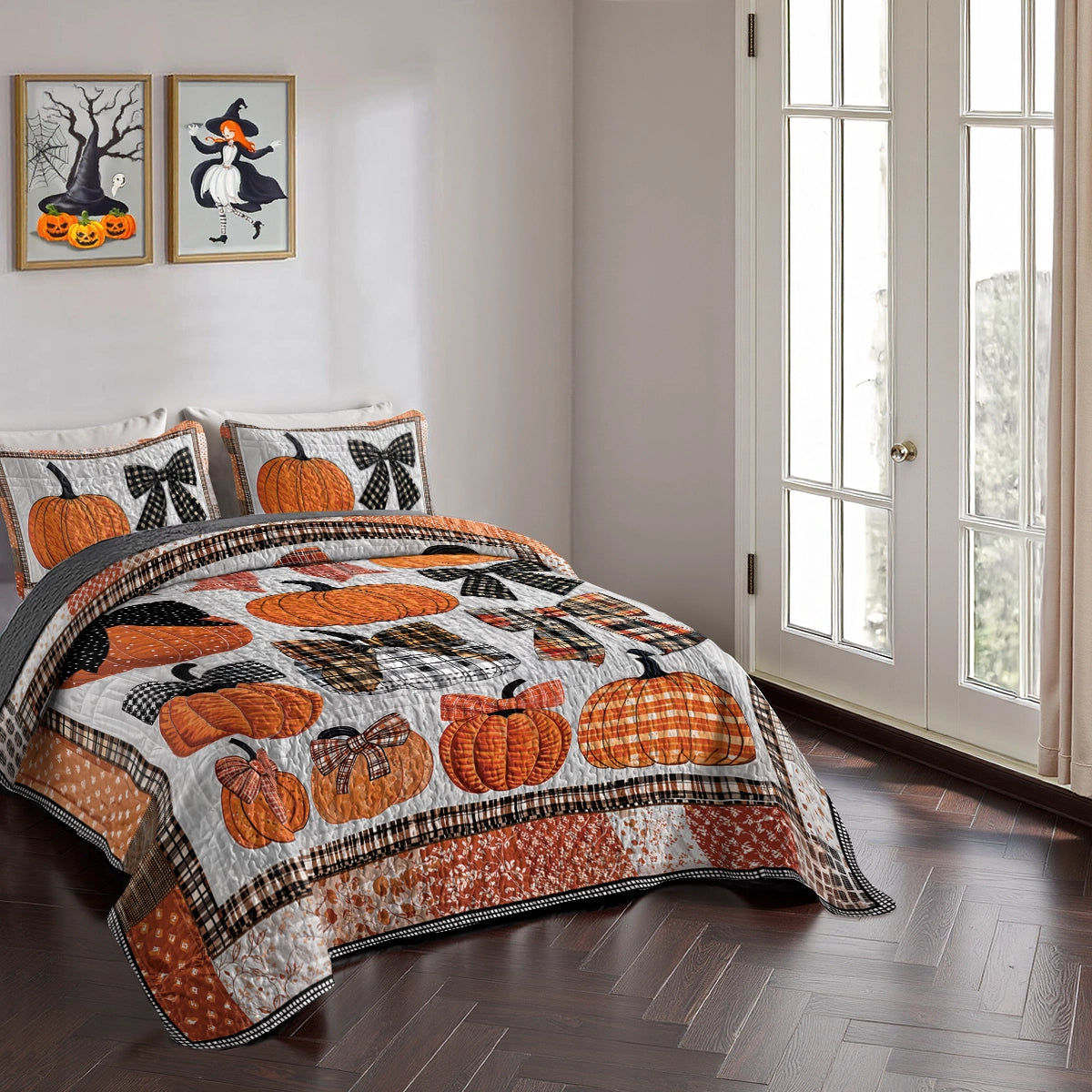 Shineful All Season Quilt 3-Piece Set Sweet Love Pumpkins