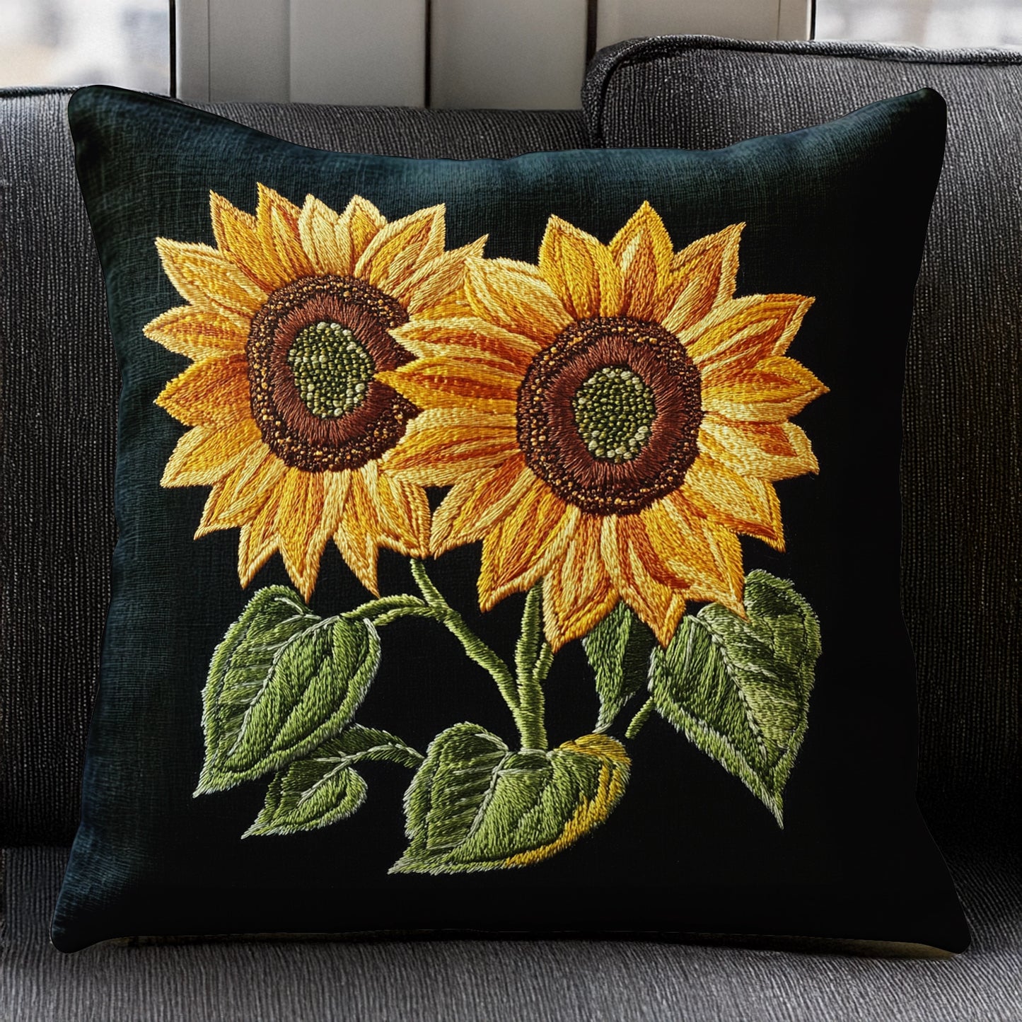 Shineful Pillow 2D Flat Print Golden Sunflower Glow