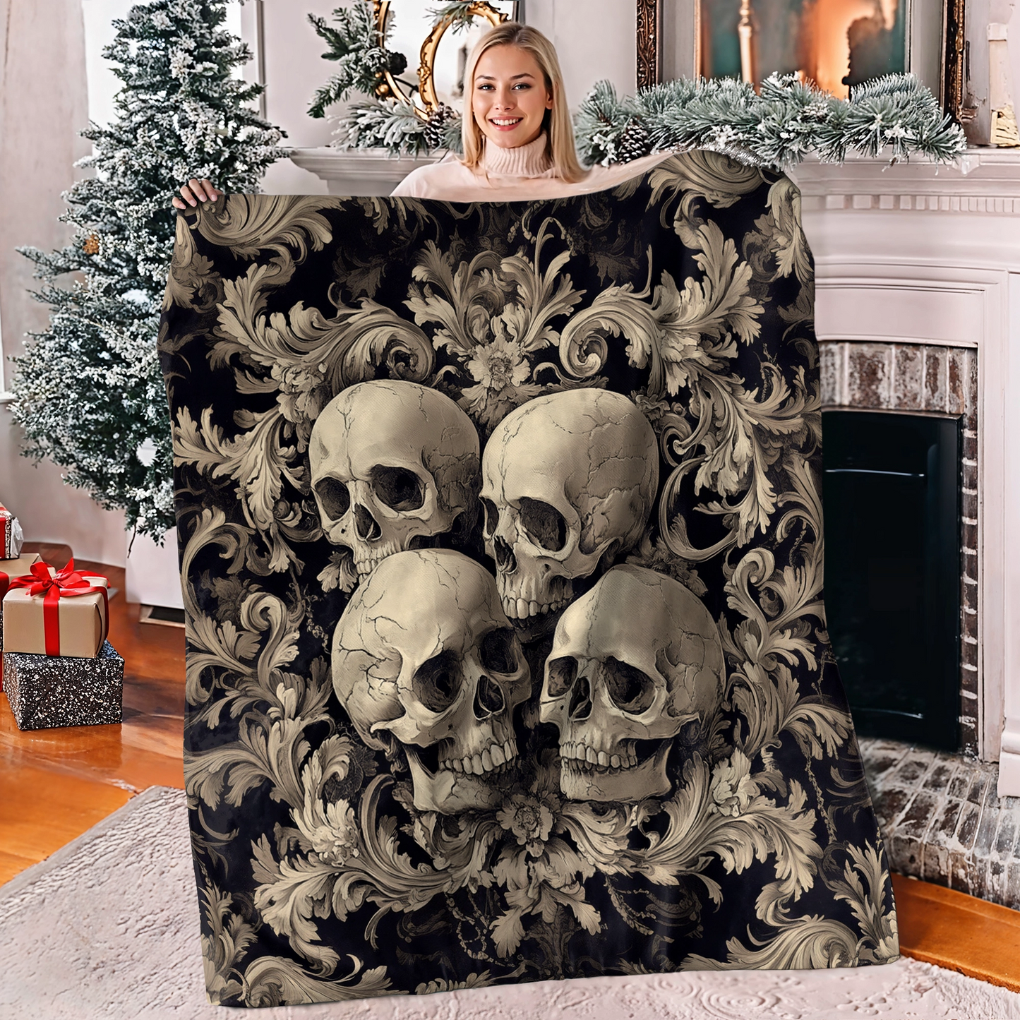 Shineful Fleece Blanket Mystic Skull Baroque