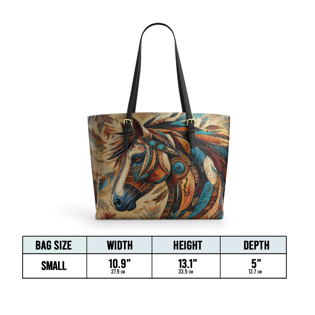 Shineful Leather Tote Bag - Tribal Spirit Stallion