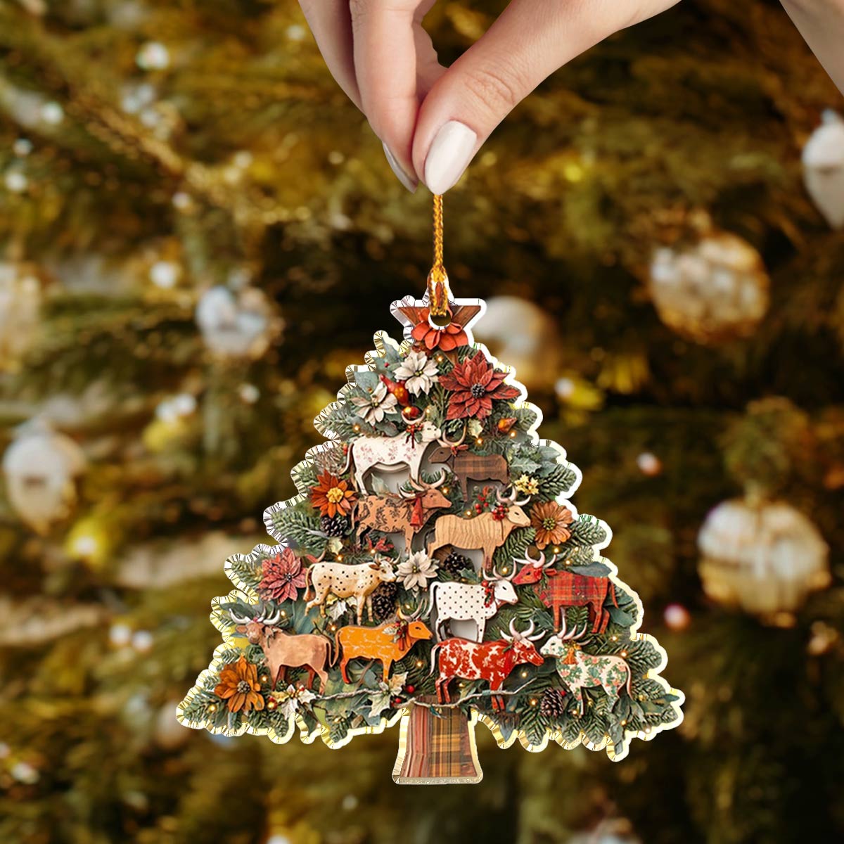 Shineful 2D Acrylic Ornament Charming Floral Cows
