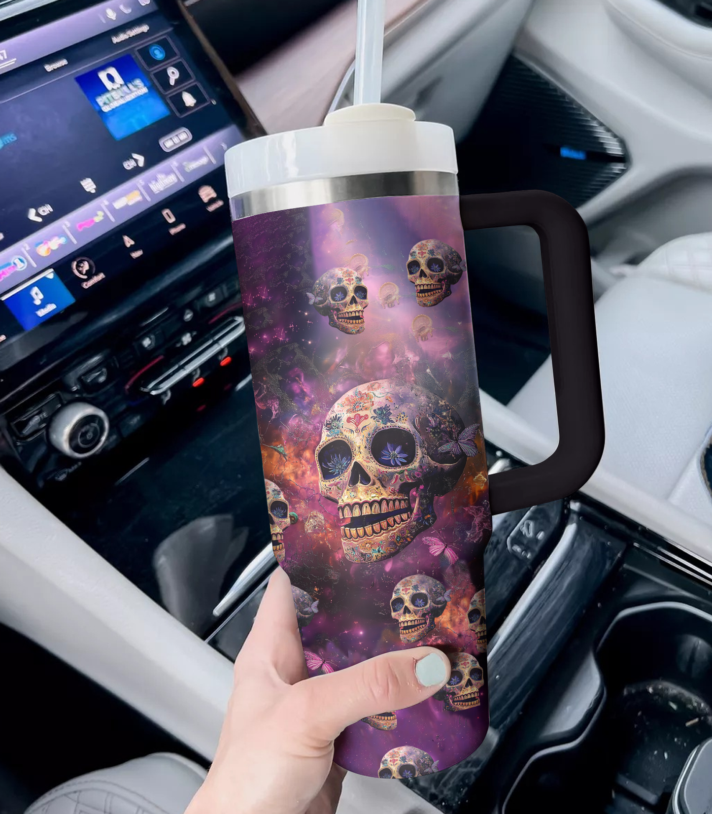 Shineful Tumbler Sweet Violet Sugar Skull