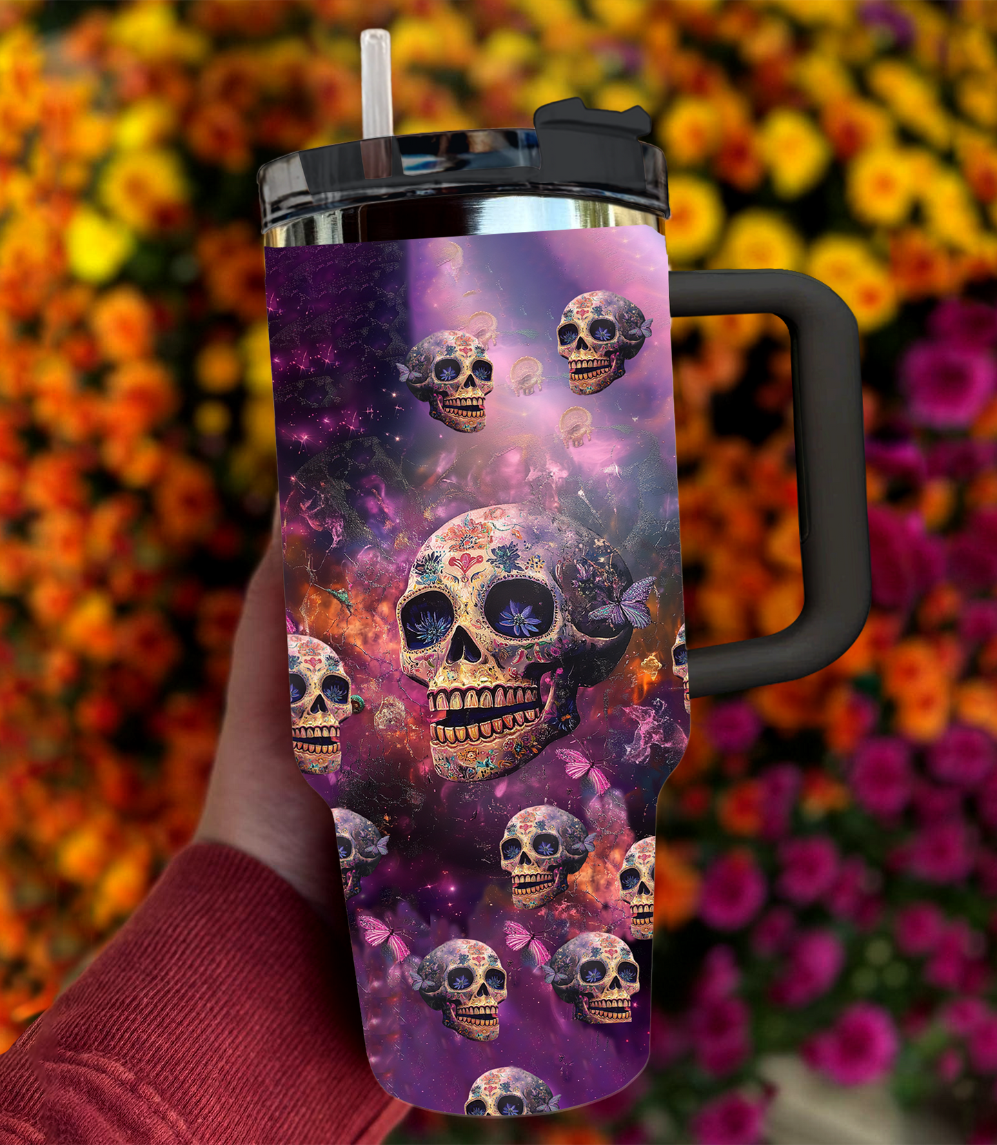 Shineful Tumbler Sweet Violet Sugar Skull