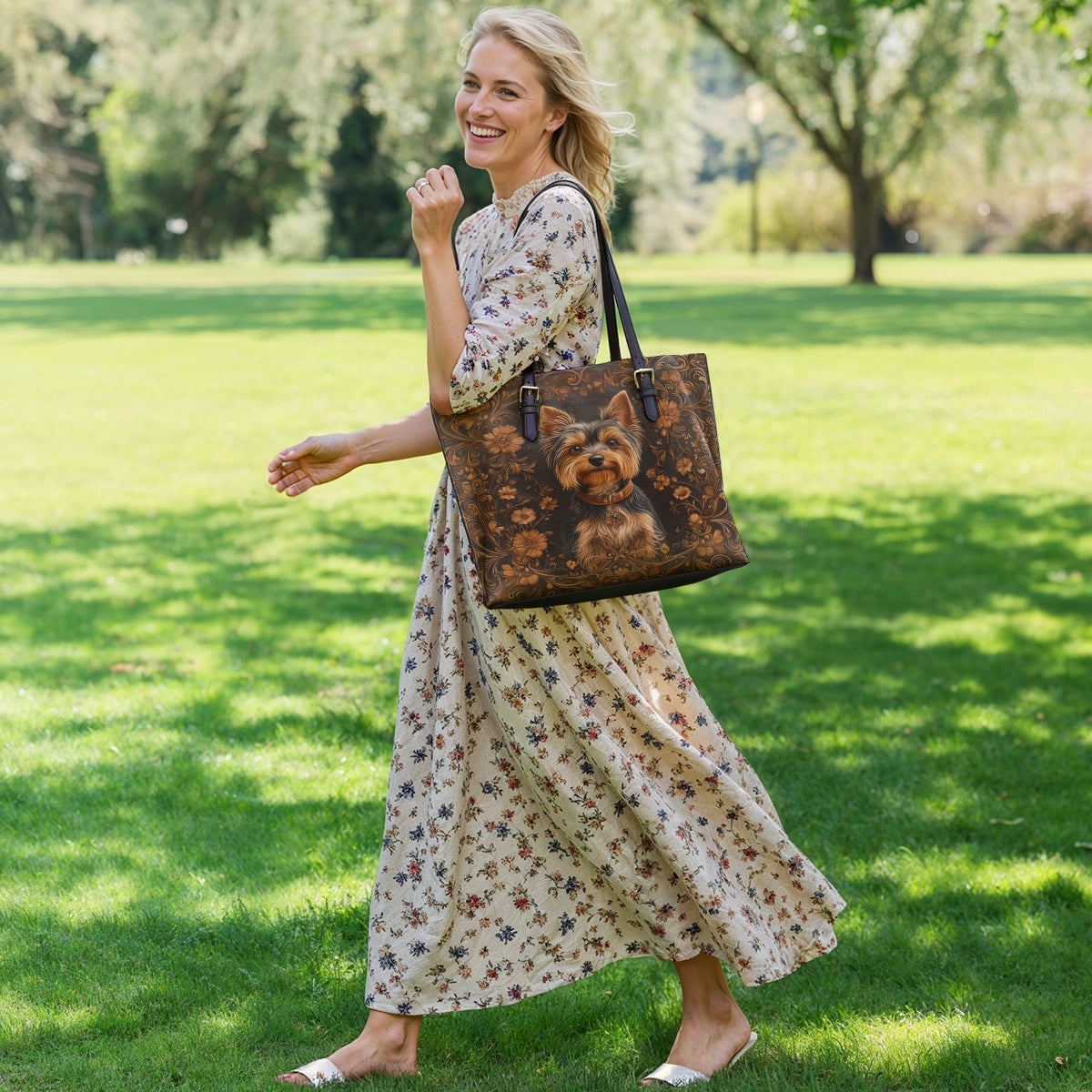 Shineful Leather Tote Bag Timeless Yorkie Charm