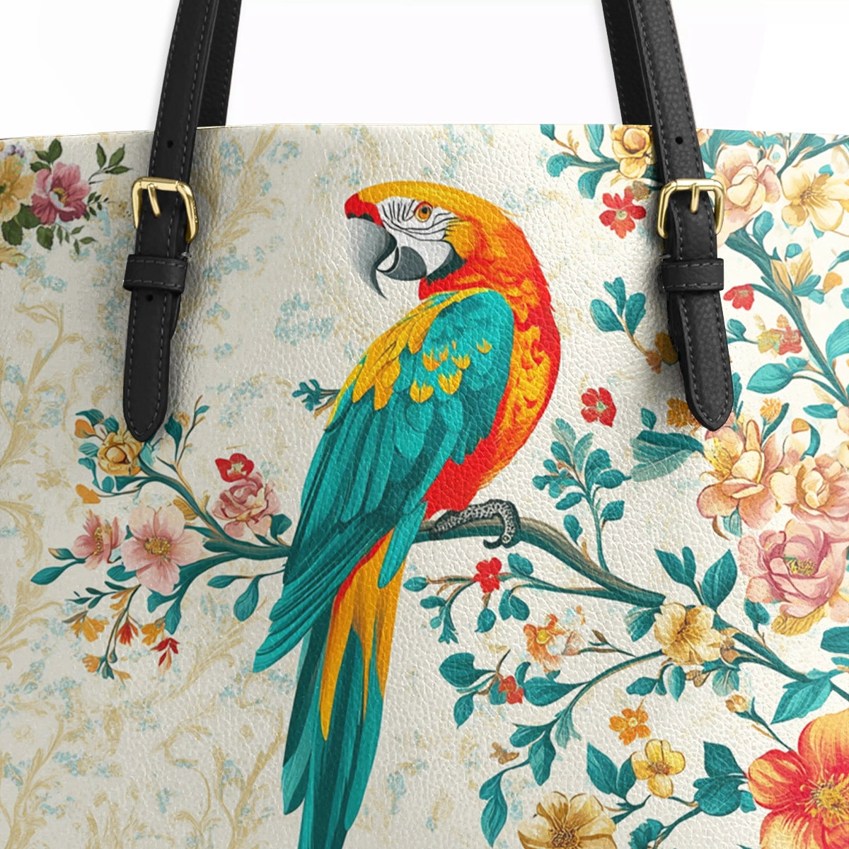 Shineful Leather Tote Bag - Macaw Enchantment