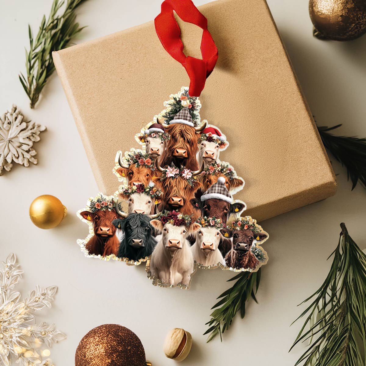 Shineful 2D Acrylic Ornament Merry Christmas Cows