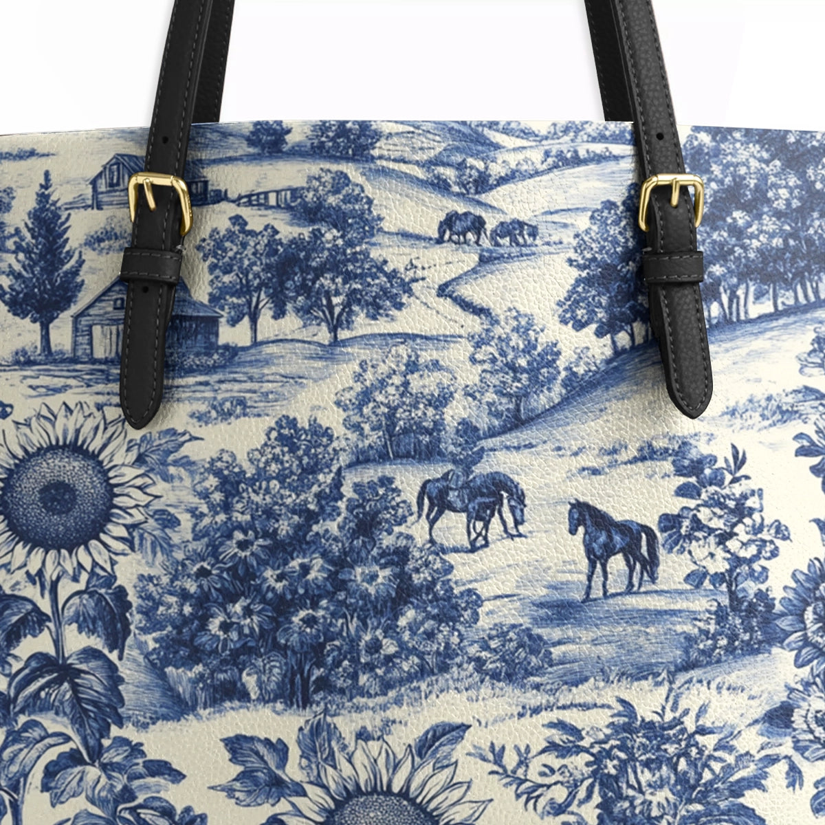 Shineful Leather Tote Bag Texas Countryside Bloom