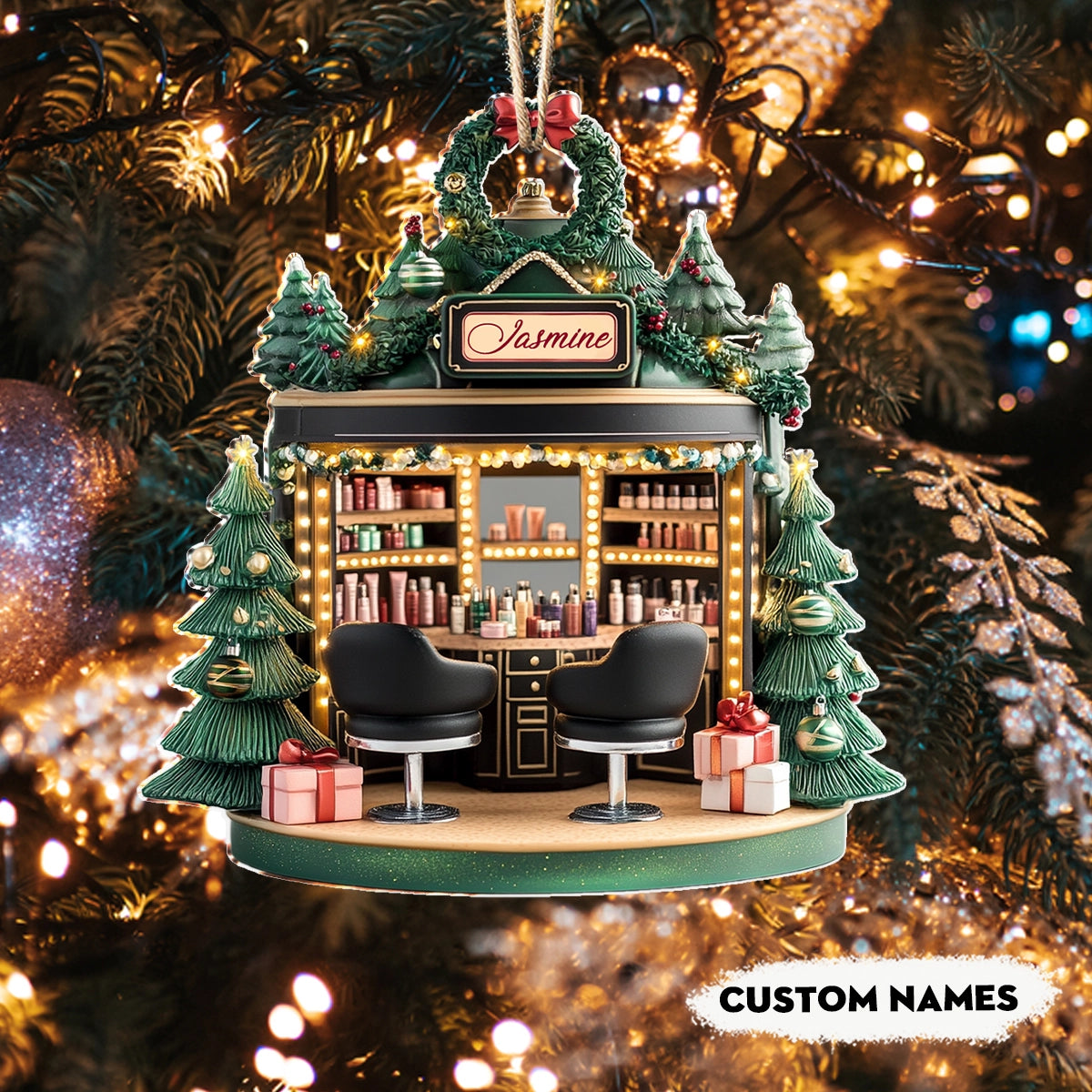 Shineful 2D Acrylic Ornament Personalized  Holiday Beauty Haven