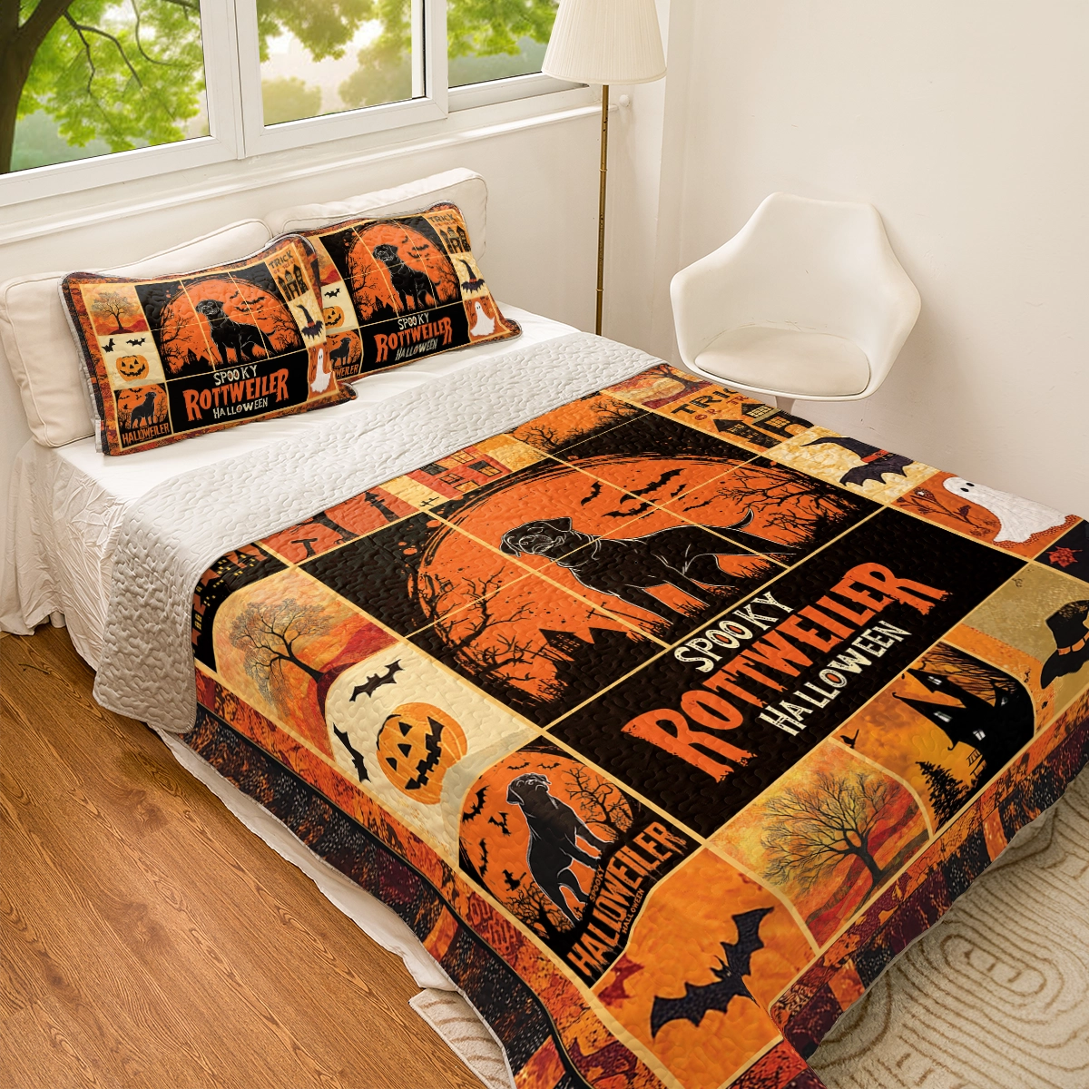 Shineful All Season Quilt 3-Piece Set - Spooky Rottweiler Halloween
