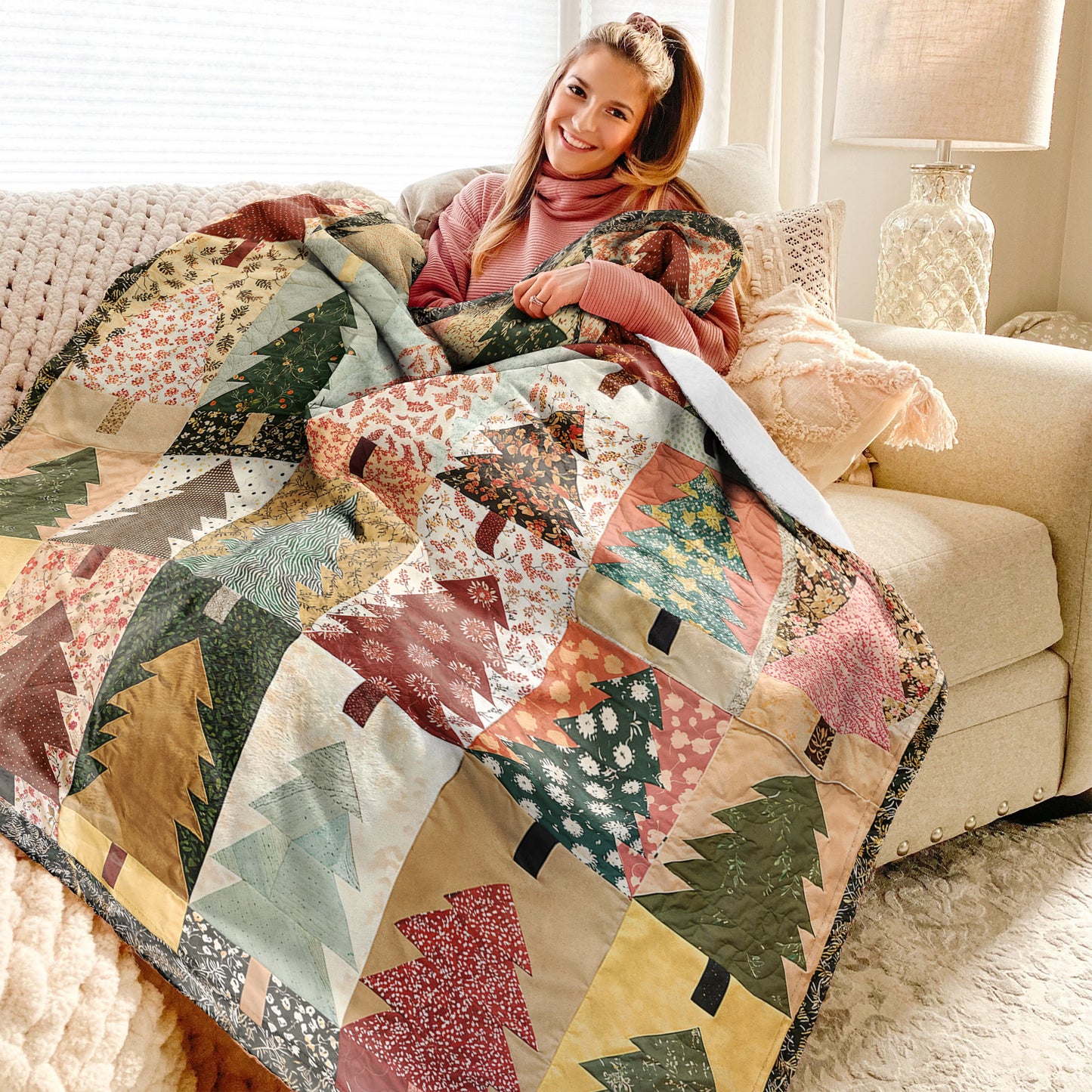 Shineful Fleece Blanket Festive Christmas Pine
