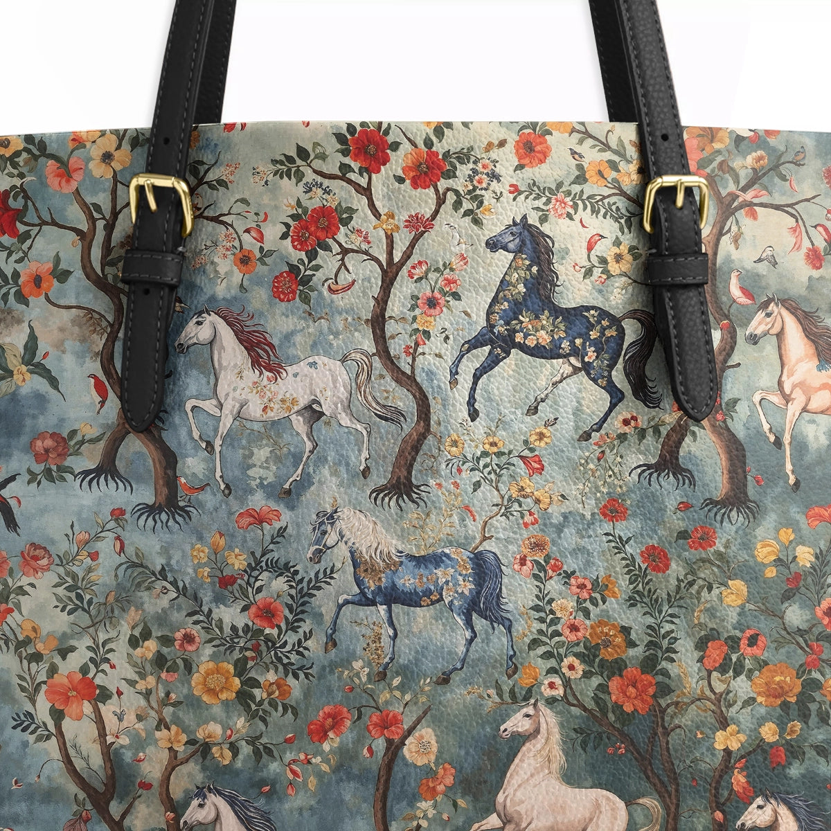 Shineful Leather Tote Bag - Mystical Steeds