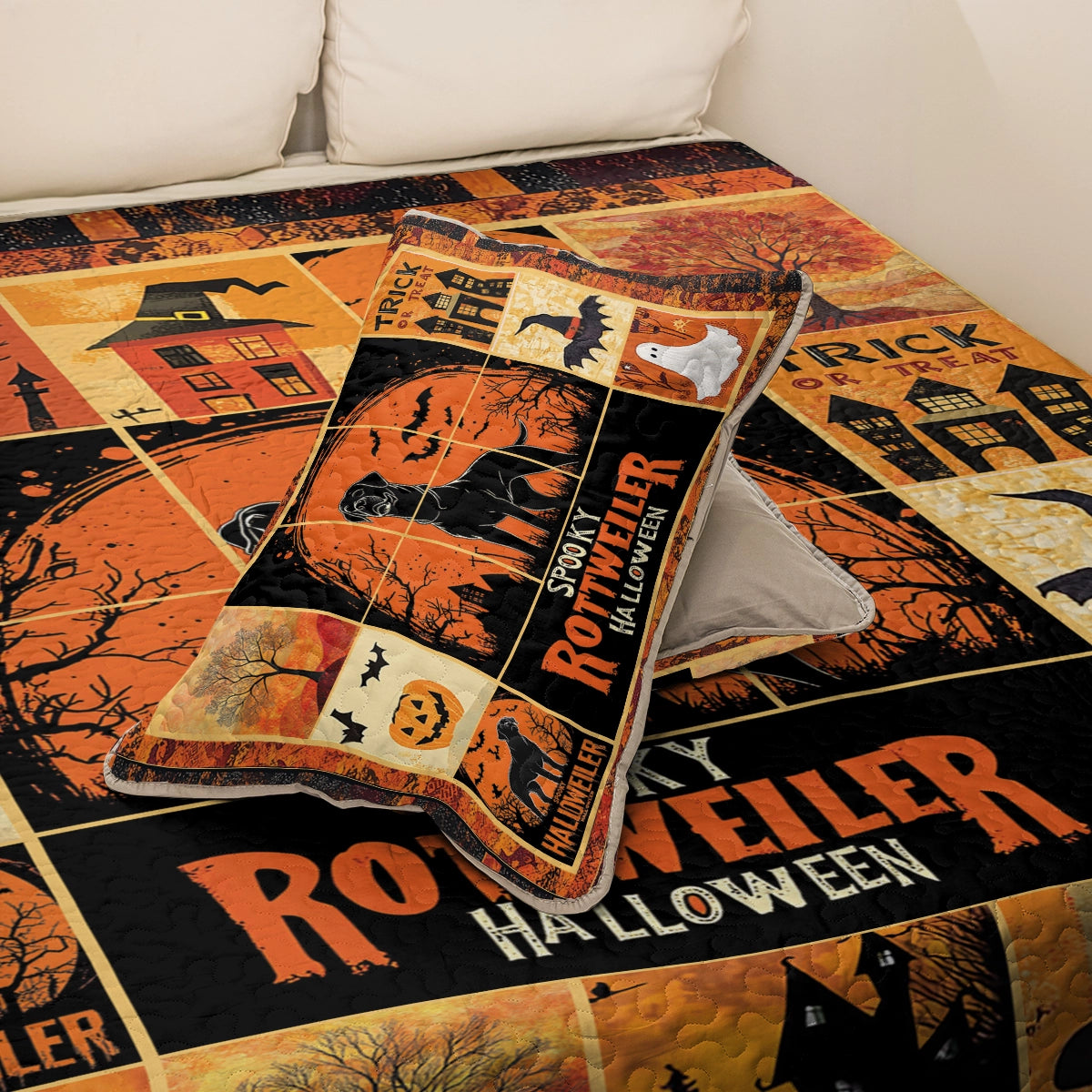 Shineful All Season Quilt 3-Piece Set - Spooky Rottweiler Halloween