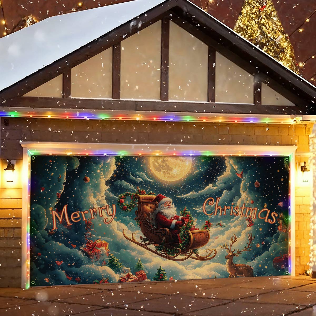 Shineful Garage Door Banner Decoration Santa's Magical Sleigh Ride
