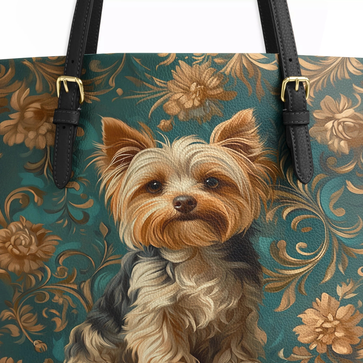 Shineful Leather Tote Bag Regal Yorkie Elegance