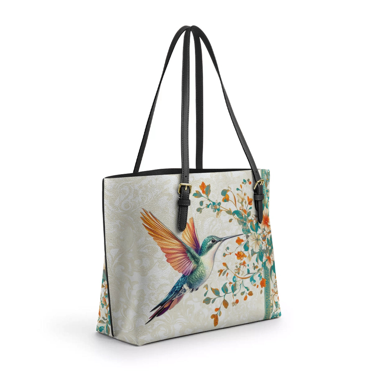 Shineful Leather Tote Bag - Hummingbird Harmony
