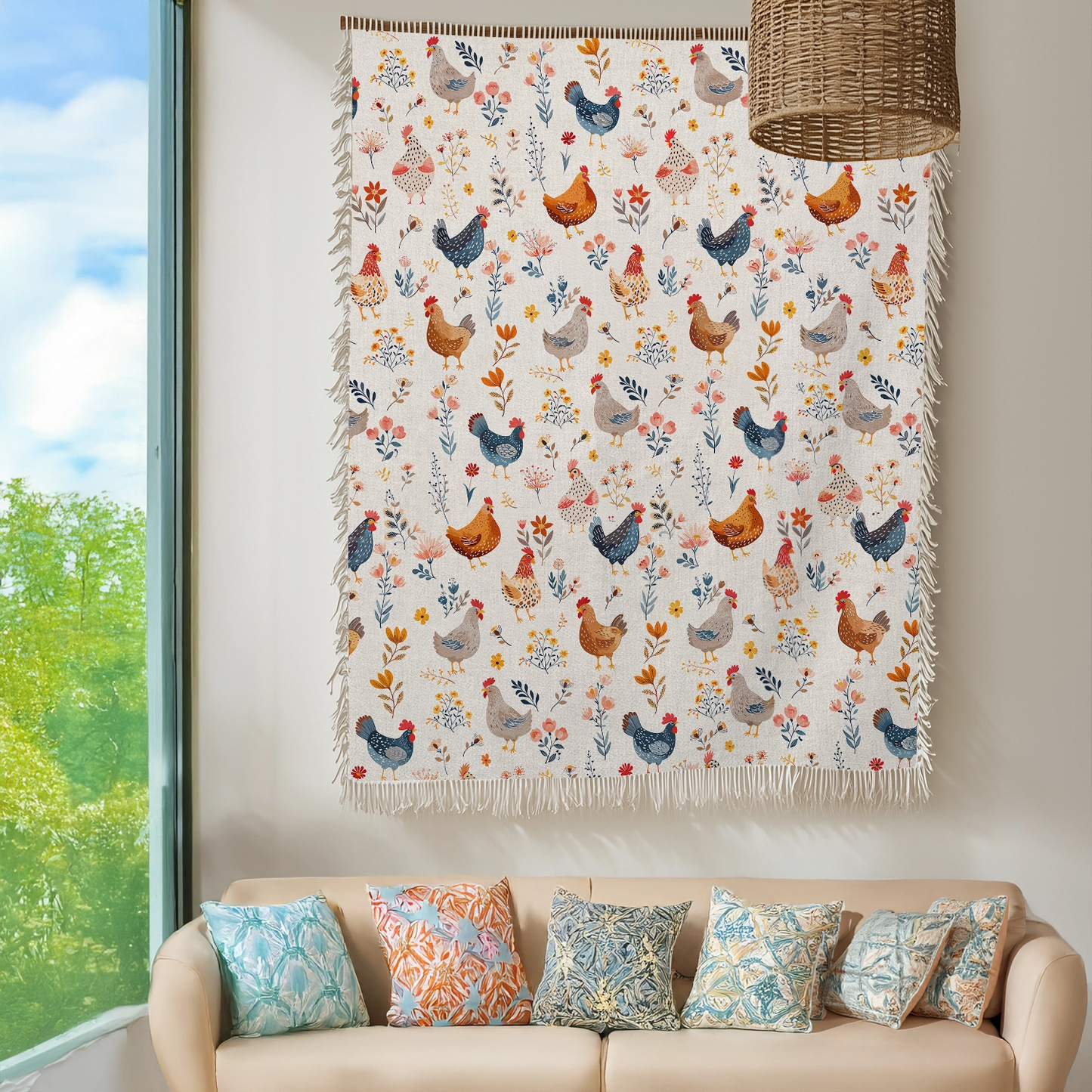 Shineful Woven Tapestry Throw Blanket - Chicken Flower