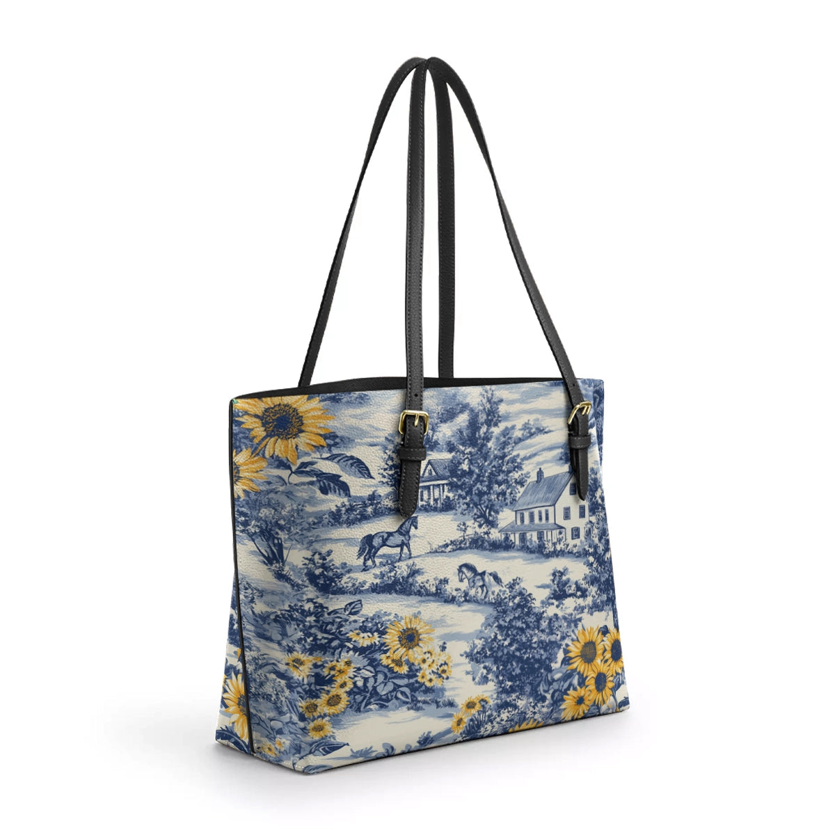Shineful Leather Tote Bag Texas Sunflower Heritage