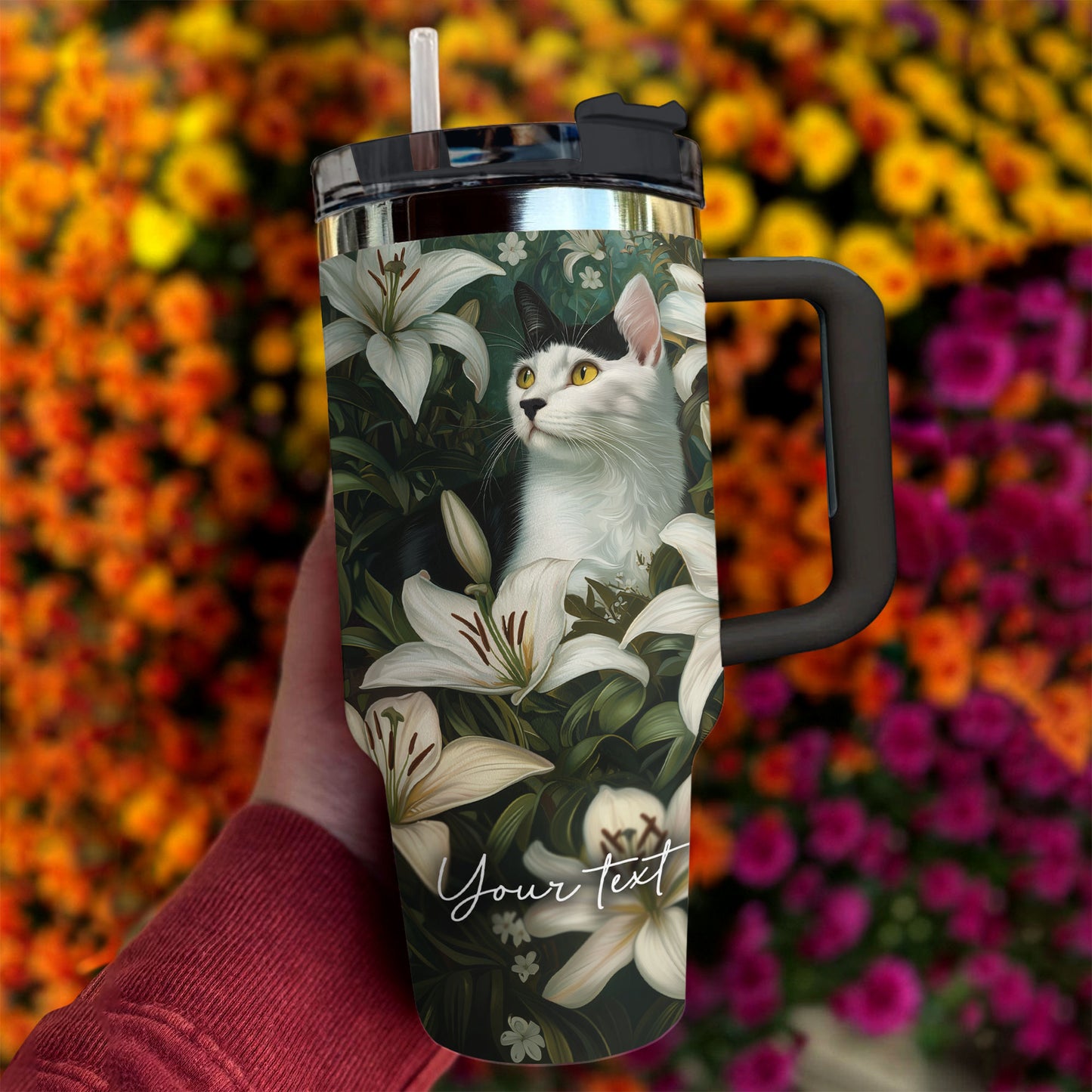 Shineful Tumbler - Personalized Lily Garden Cat