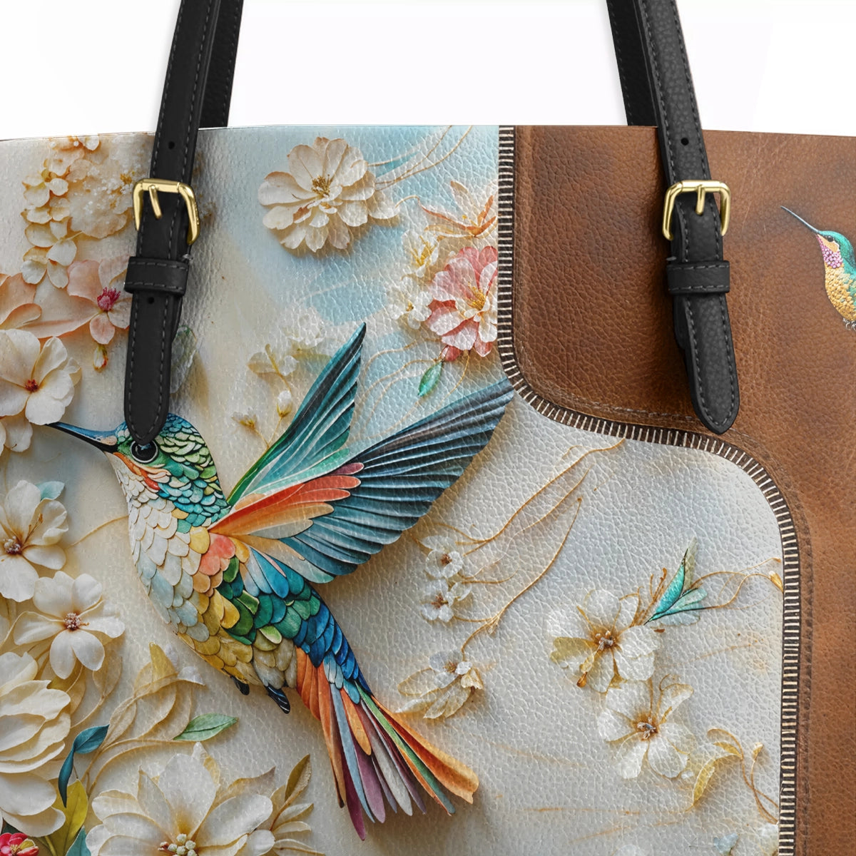 Shineful Leather Tote Bag Wings of Bloom