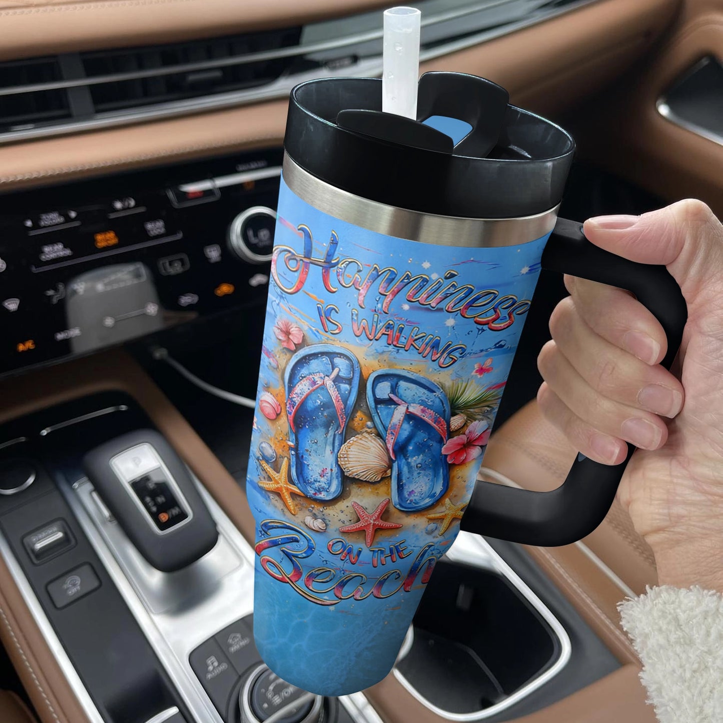 Shineful Tumbler Happiness On The Beach