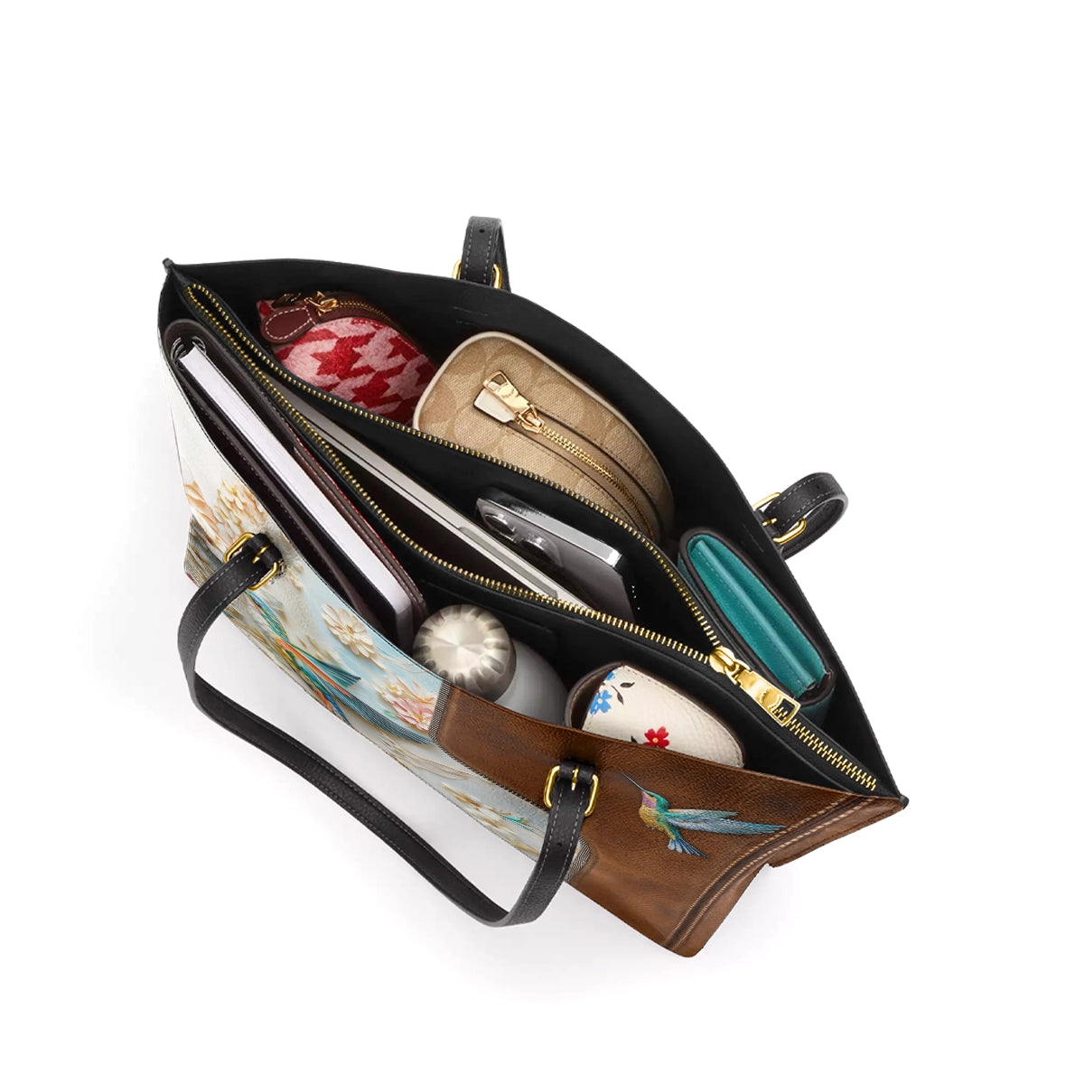 Shineful Leather Tote Bag Wings of Bloom