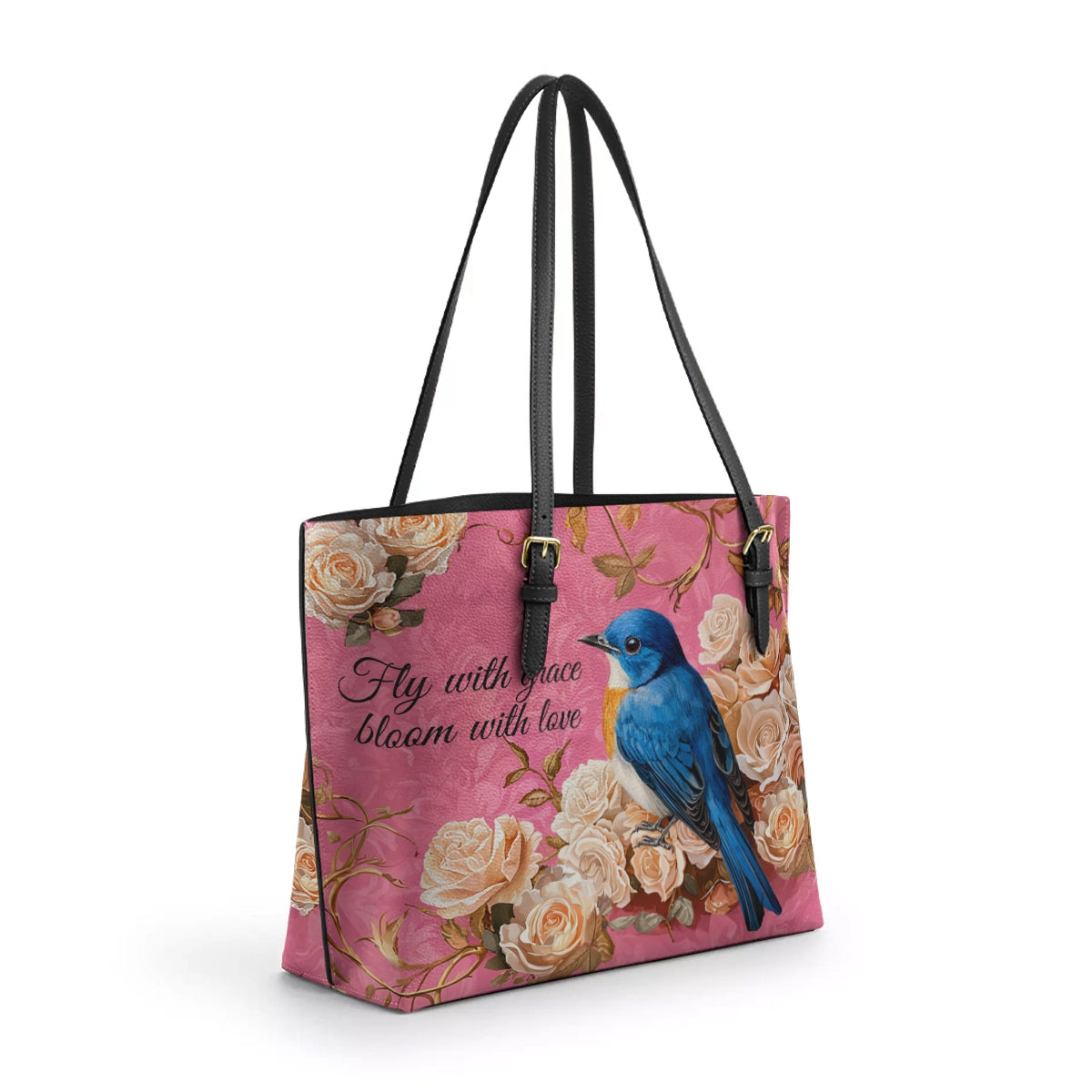 Shineful Leather Tote Bag - Bluebird Elegance