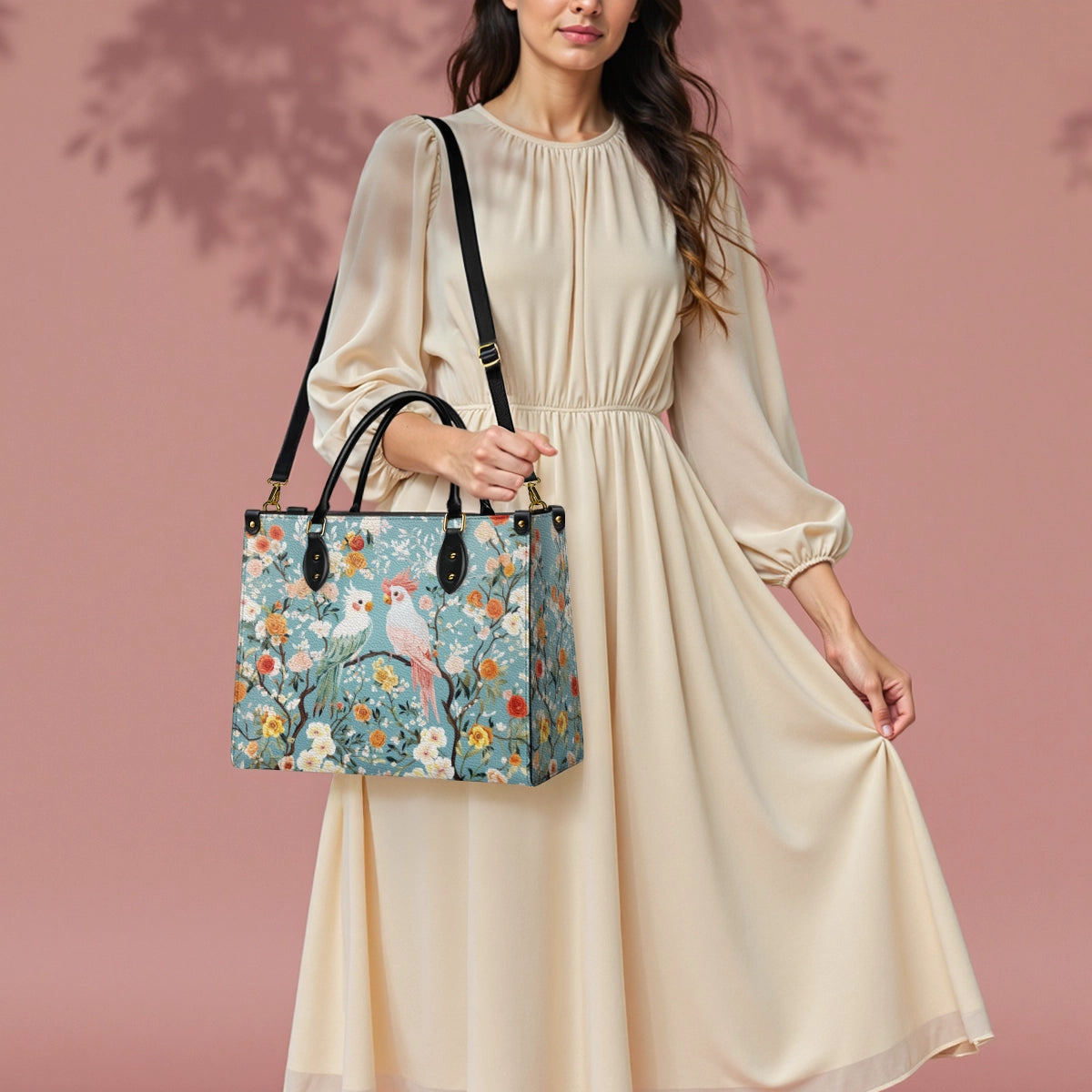 Shineful Leather Bag Floral Rosy Cockatoo