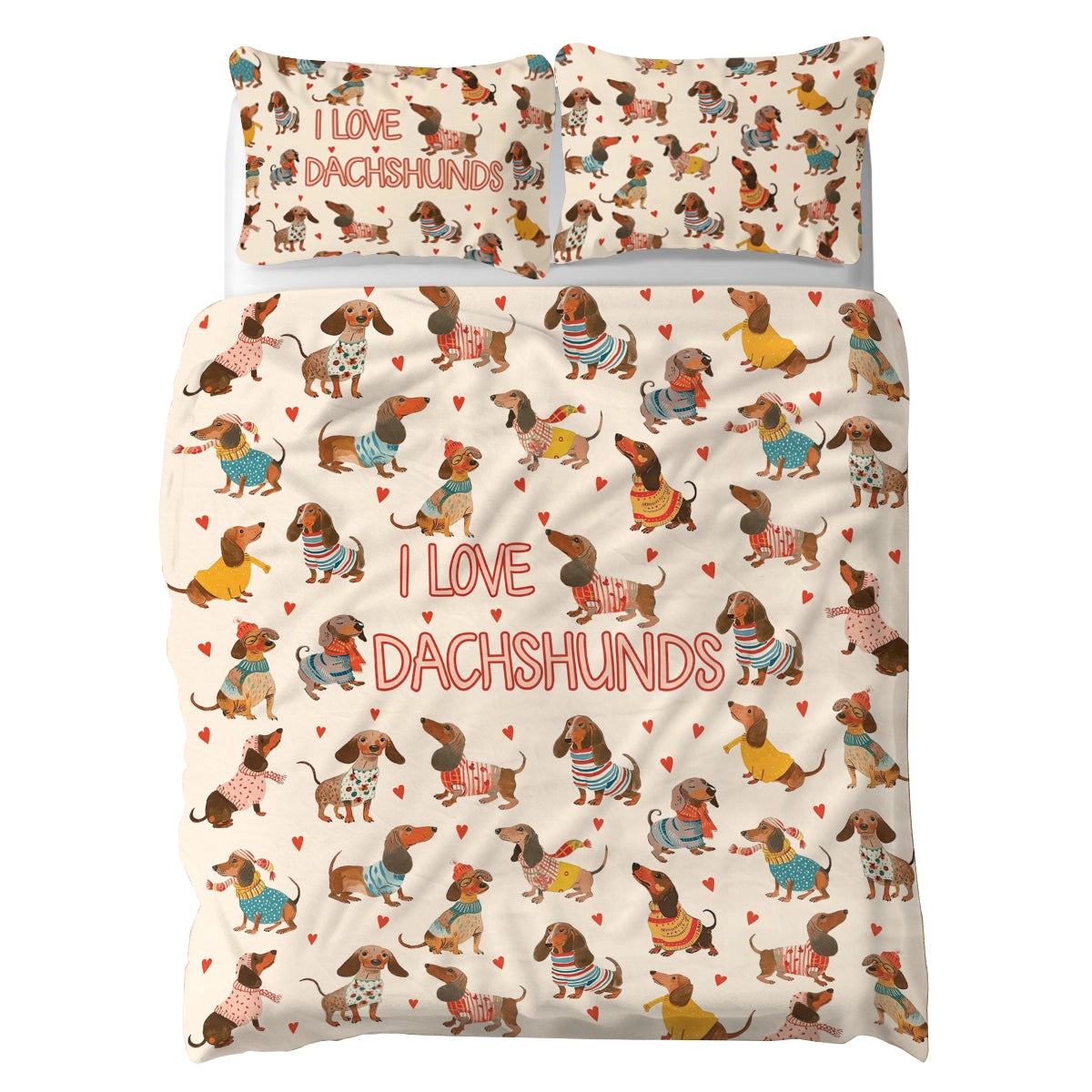 Shineful 3 Pieces Duvet Cover Set Dachshund Lovely Delight